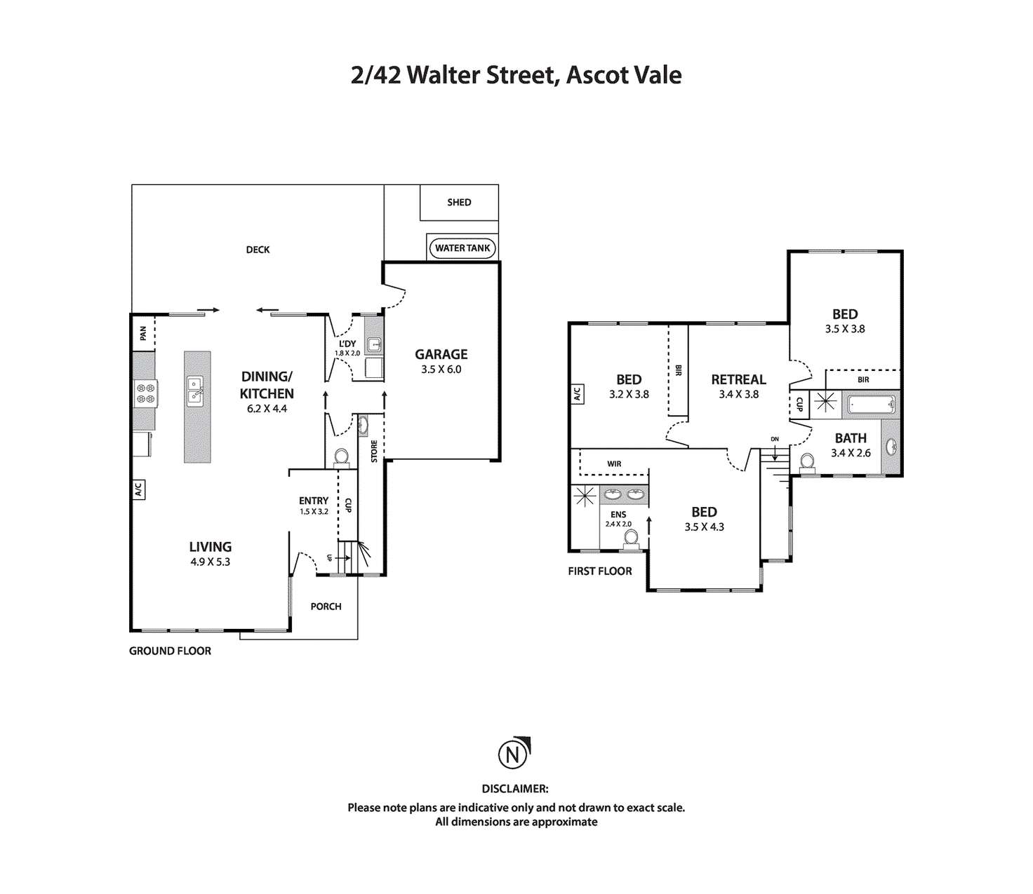 Floorplan of Homely townhouse listing, 2/42 Walter Street, Ascot Vale VIC 3032