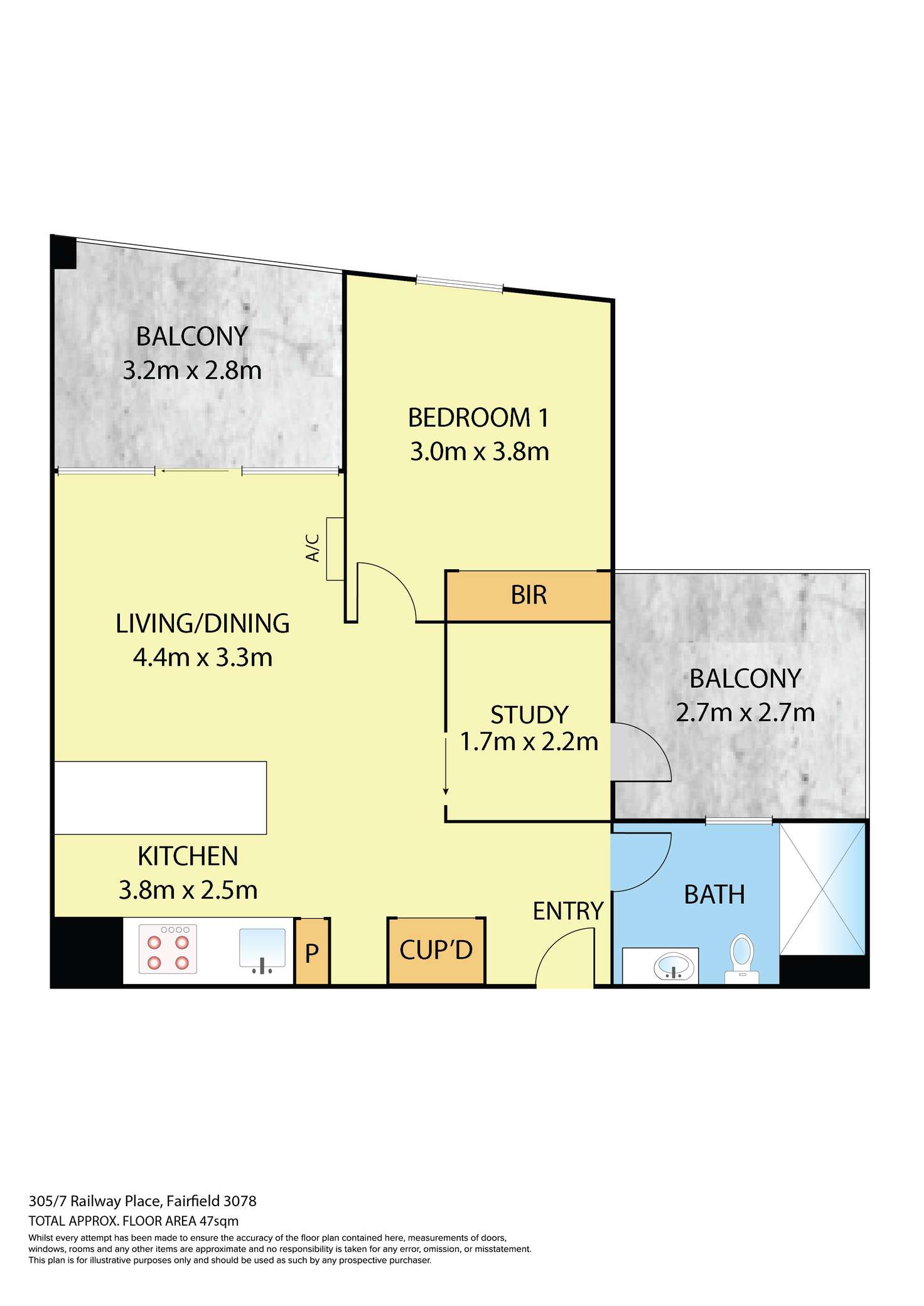 Floorplan of Homely apartment listing, 305/7 Railway Place, Fairfield VIC 3078
