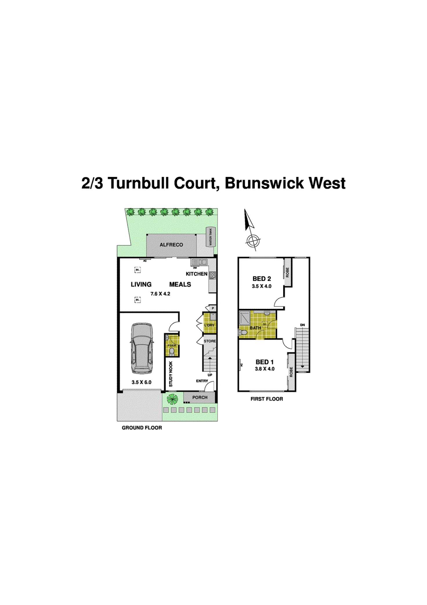 Floorplan of Homely townhouse listing, 2/3 Turnbull Court, Brunswick West VIC 3055