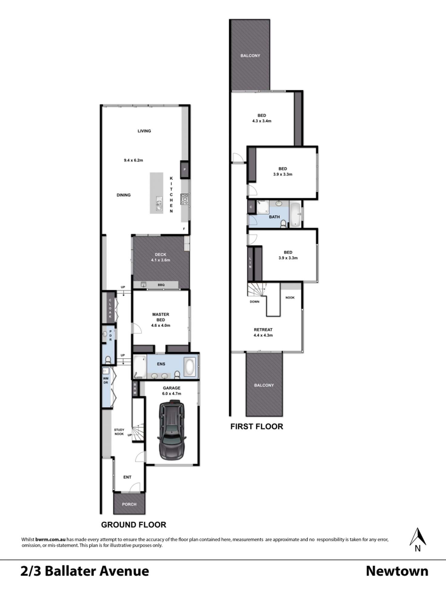 Floorplan of Homely townhouse listing, 2/3 Ballater Avenue, Newtown VIC 3220