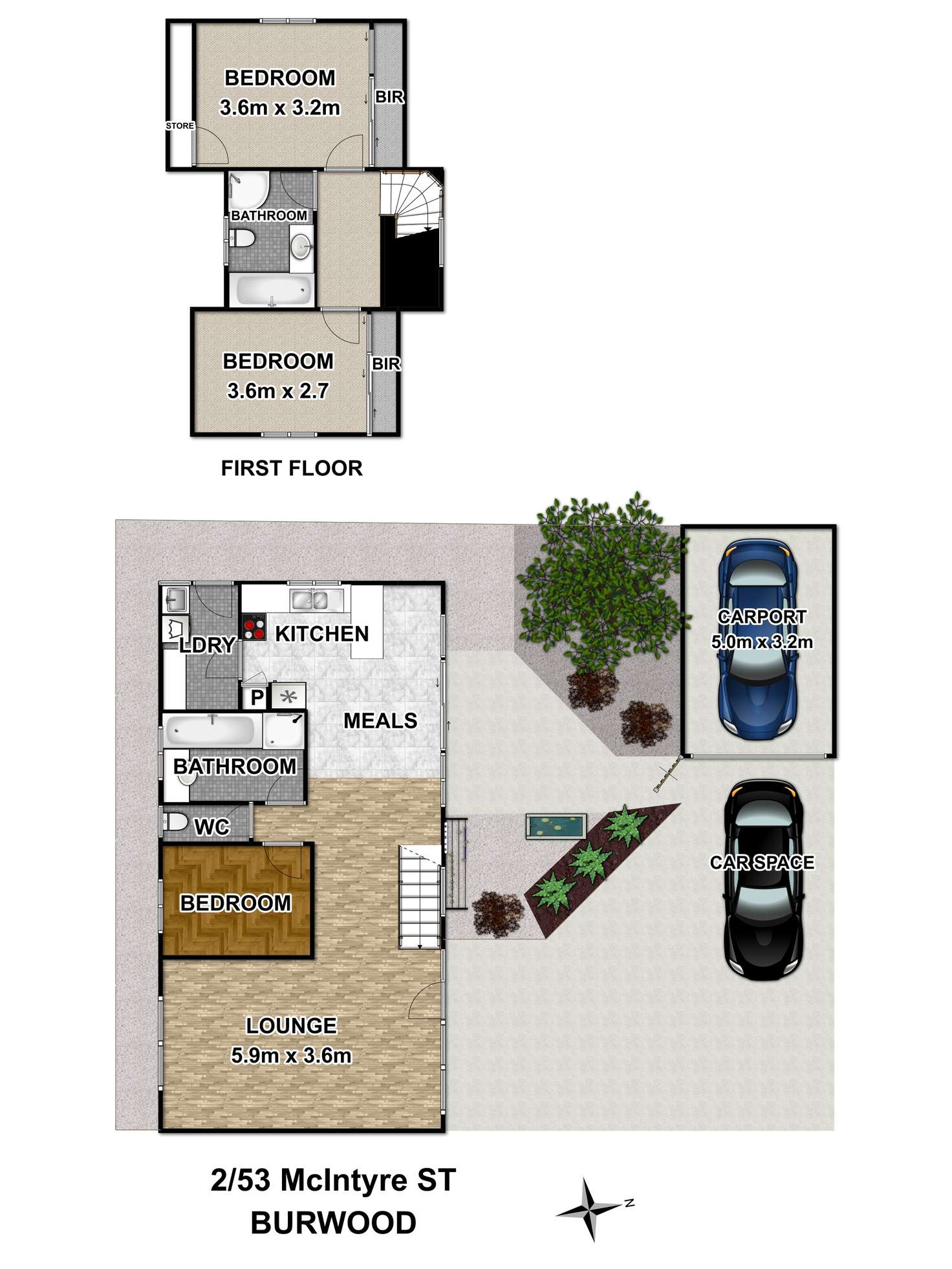Floorplan of Homely house listing, 2/53 McIntyre Street, Burwood VIC 3125