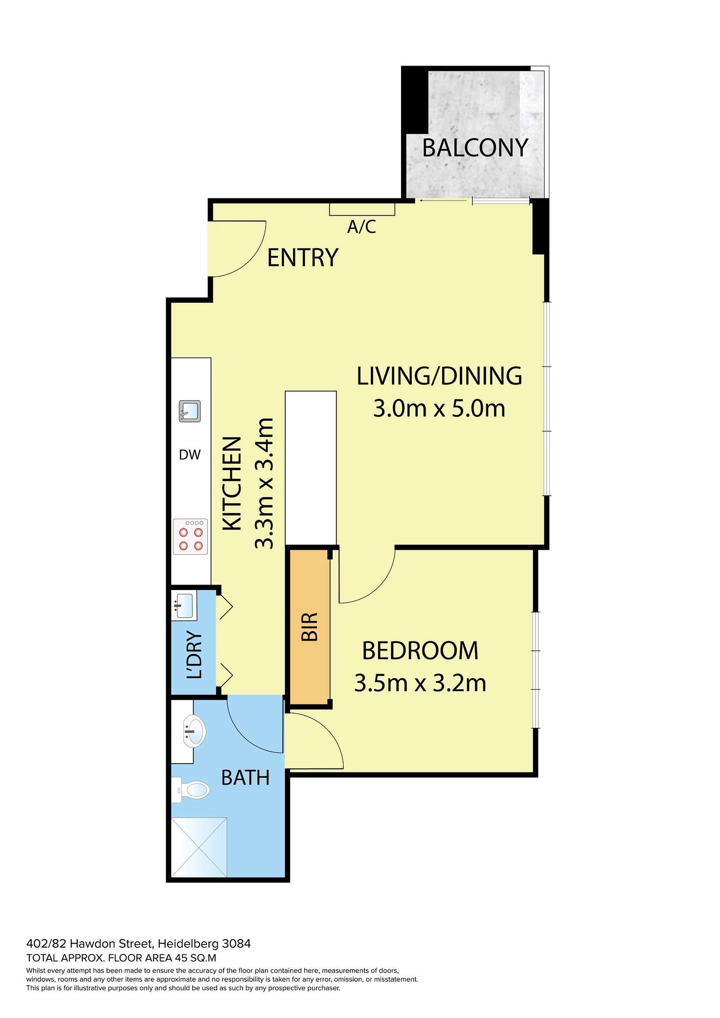Floorplan of Homely apartment listing, 403/82 Hawdon Street, Heidelberg VIC 3084