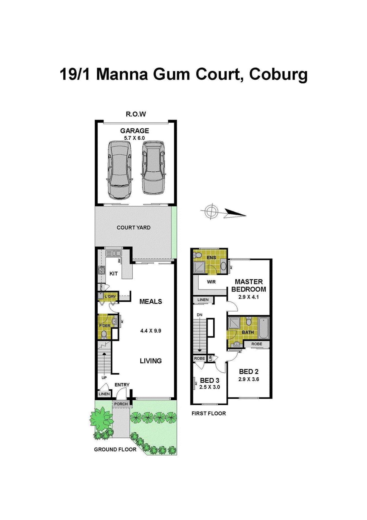 Floorplan of Homely townhouse listing, 19/1 Manna Gum Court, Coburg VIC 3058