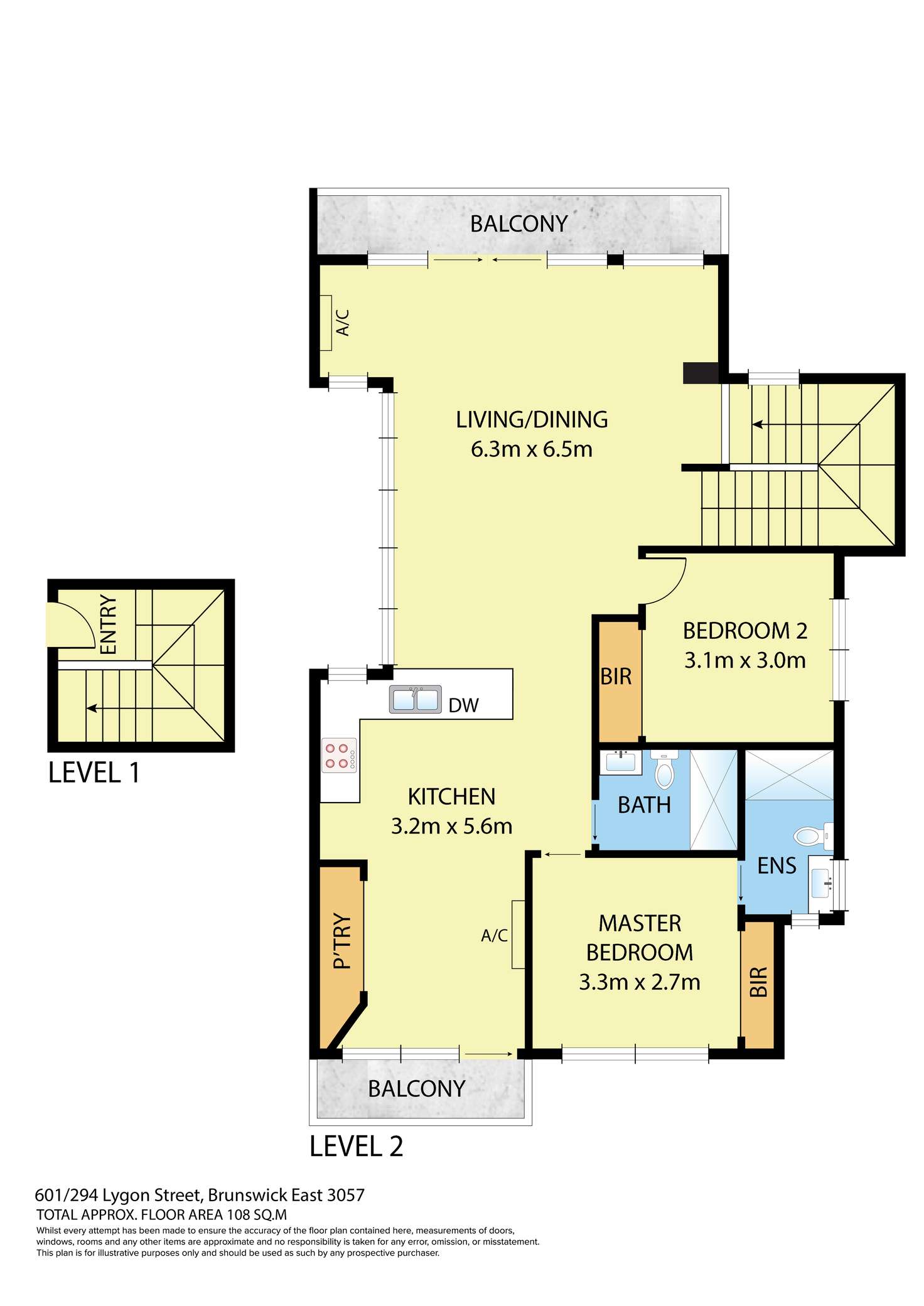 Floorplan of Homely apartment listing, 601/394 Lygon  Street, Brunswick East VIC 3057