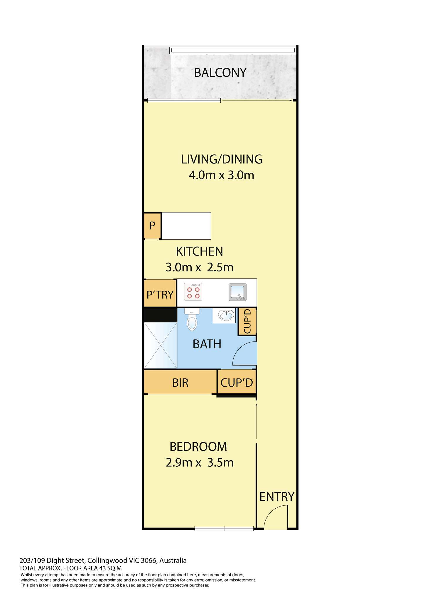 Floorplan of Homely apartment listing, 203/109 Dight Street, Collingwood VIC 3066