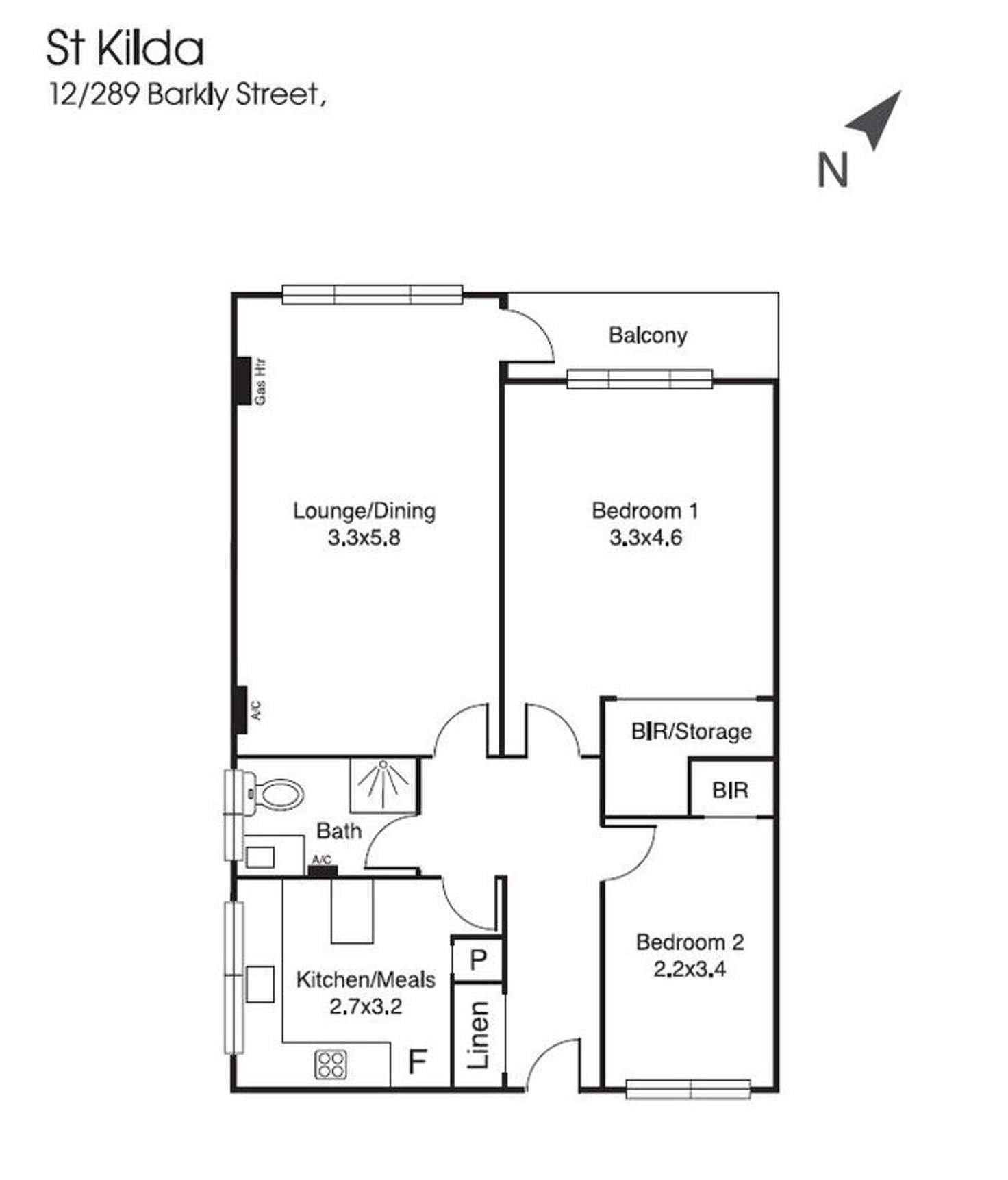 Floorplan of Homely apartment listing, 12/289 Barkly Street, St Kilda VIC 3182