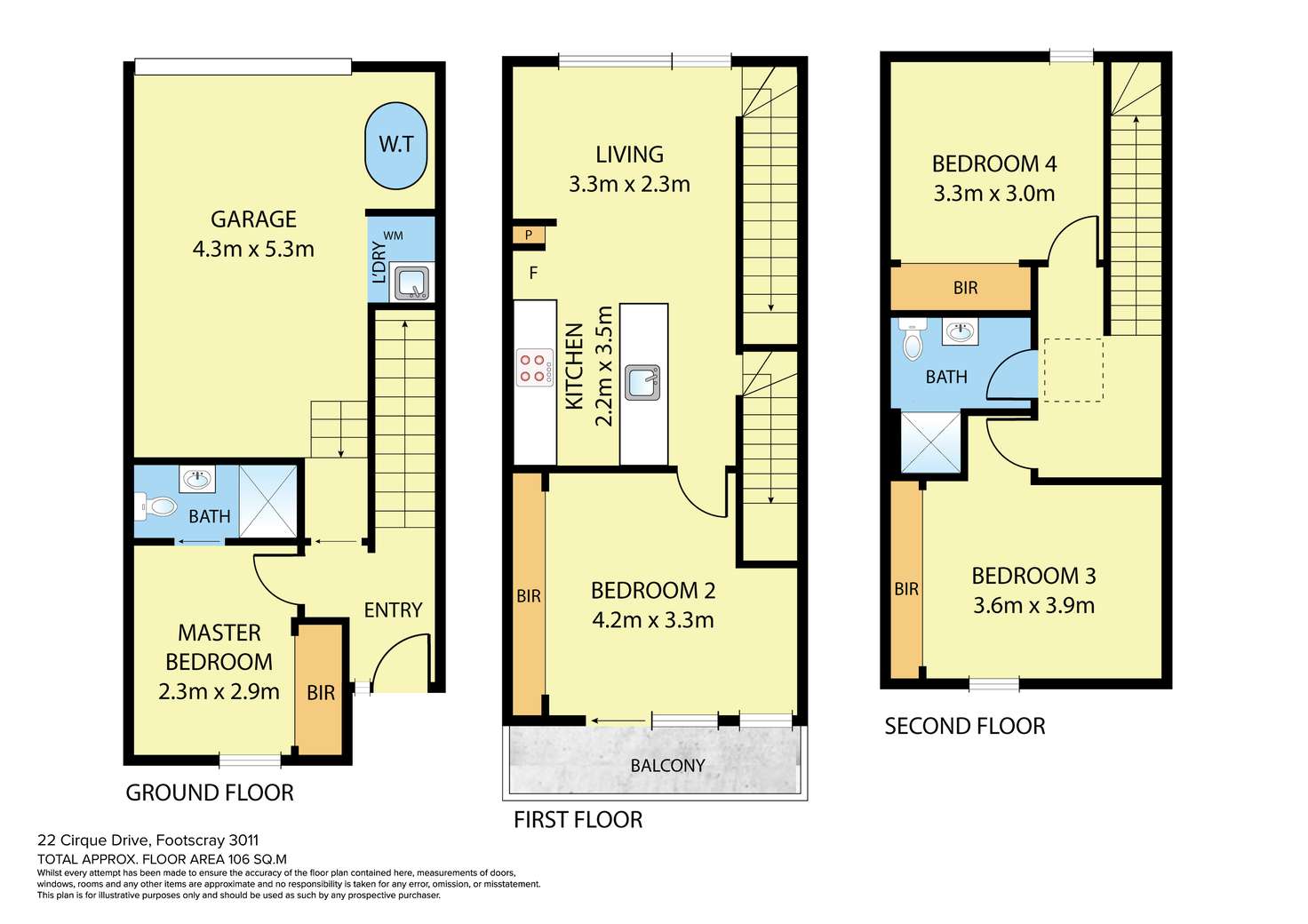 Floorplan of Homely townhouse listing, 22 Cirque Drive, Footscray VIC 3011