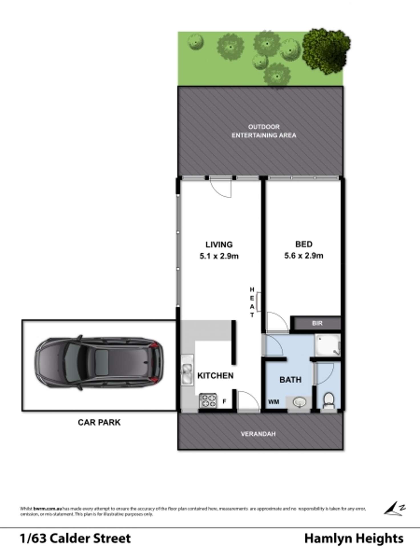 Floorplan of Homely unit listing, 1/63 Calder Street, Manifold Heights VIC 3218