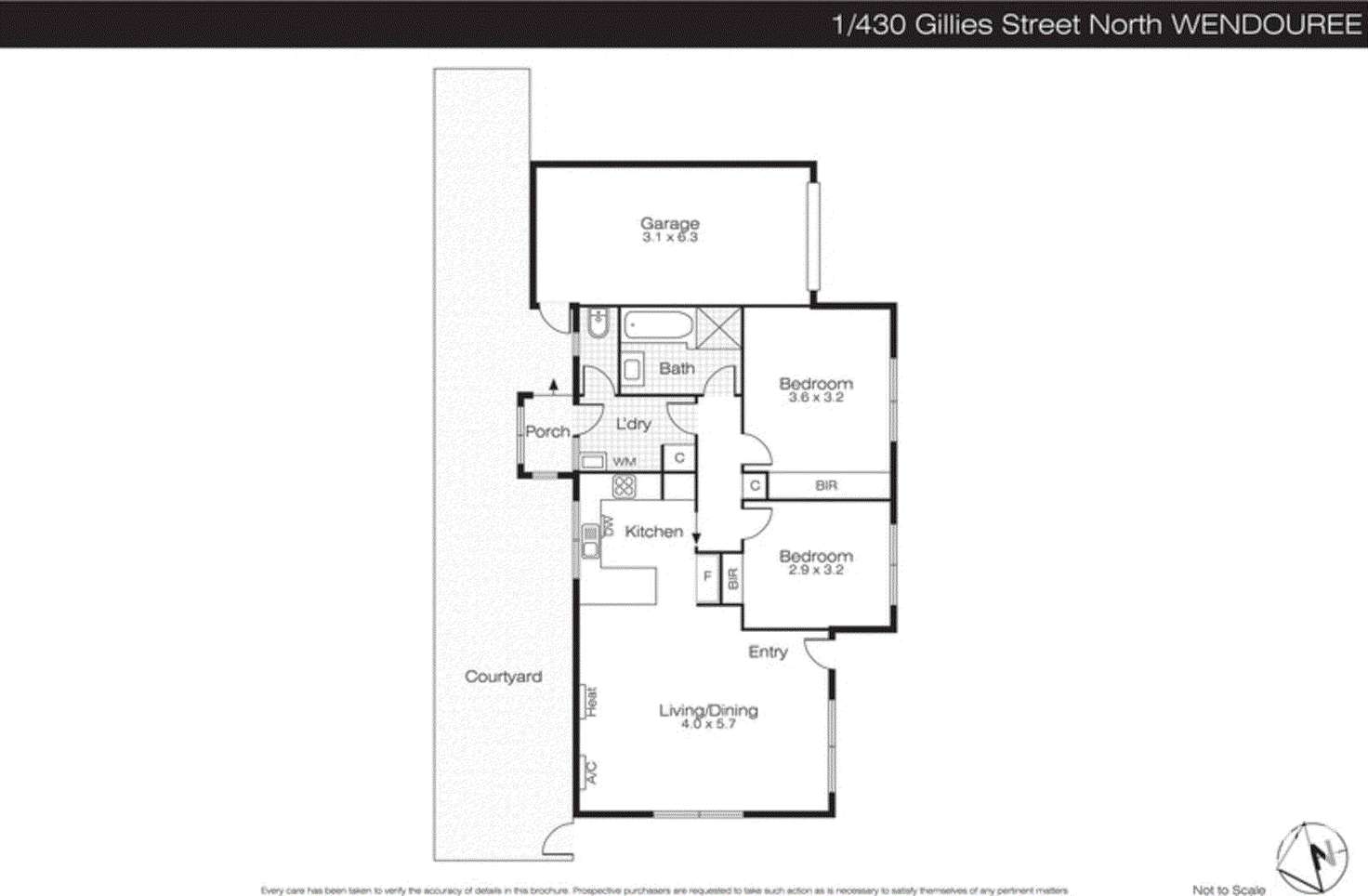 Floorplan of Homely unit listing, 1/430 Gillies Street, Wendouree VIC 3355