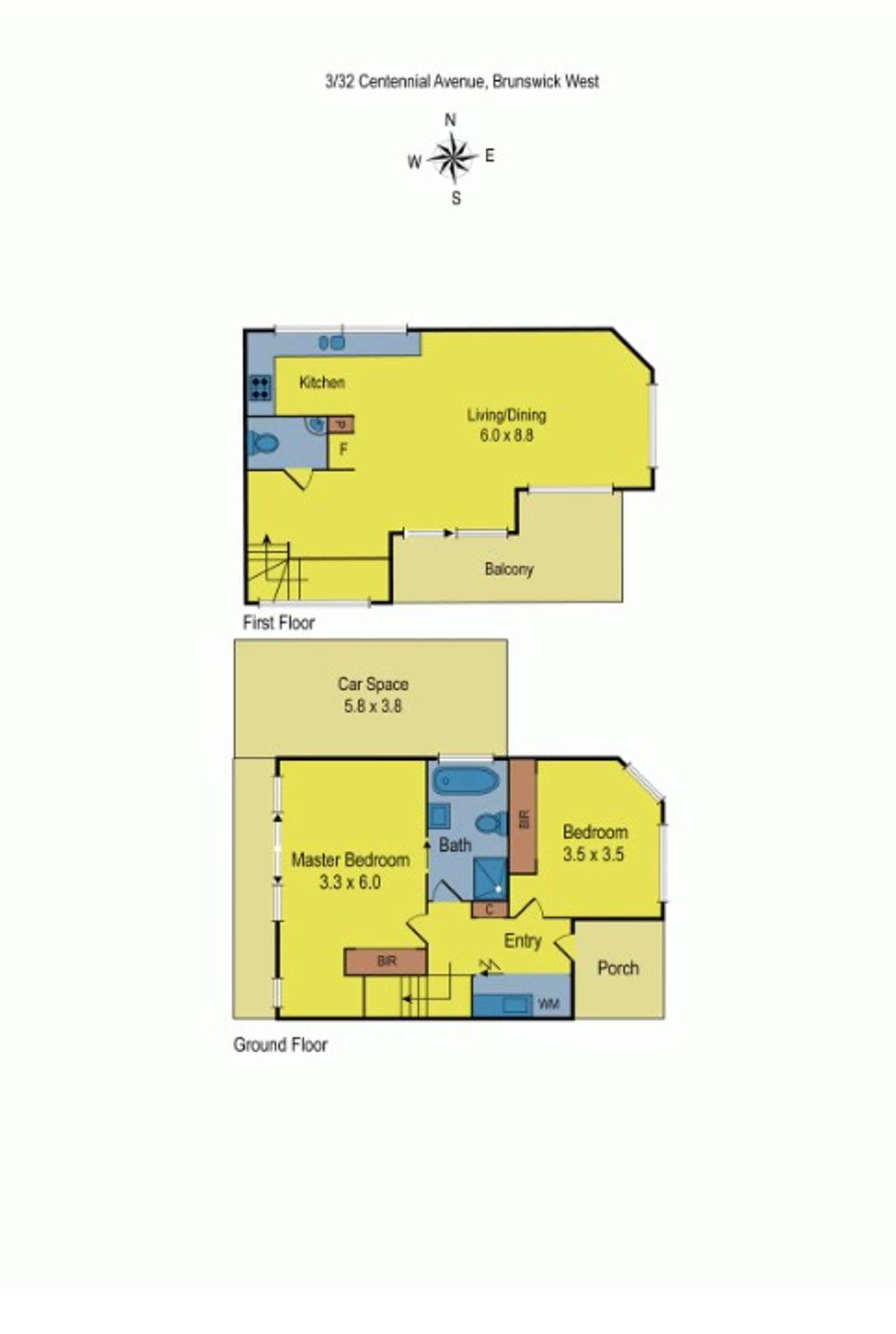 Floorplan of Homely townhouse listing, 3/32 Centennial  Avenue, Brunswick West VIC 3055