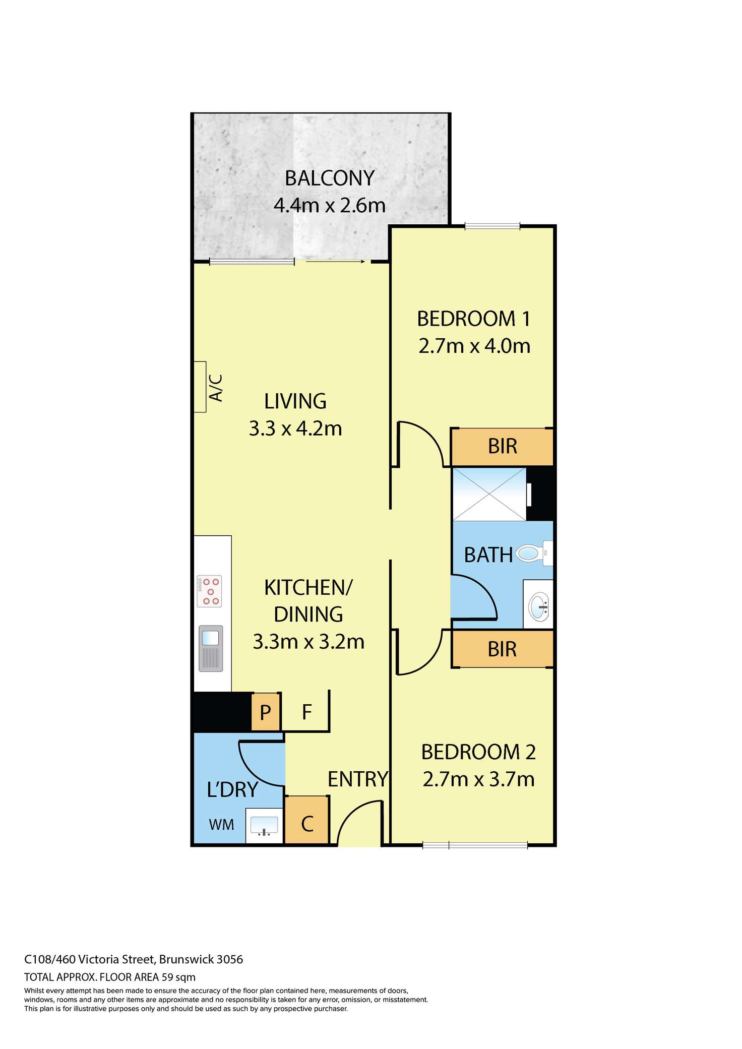 Floorplan of Homely apartment listing, 108C/460 Victoria Street, Brunswick VIC 3056