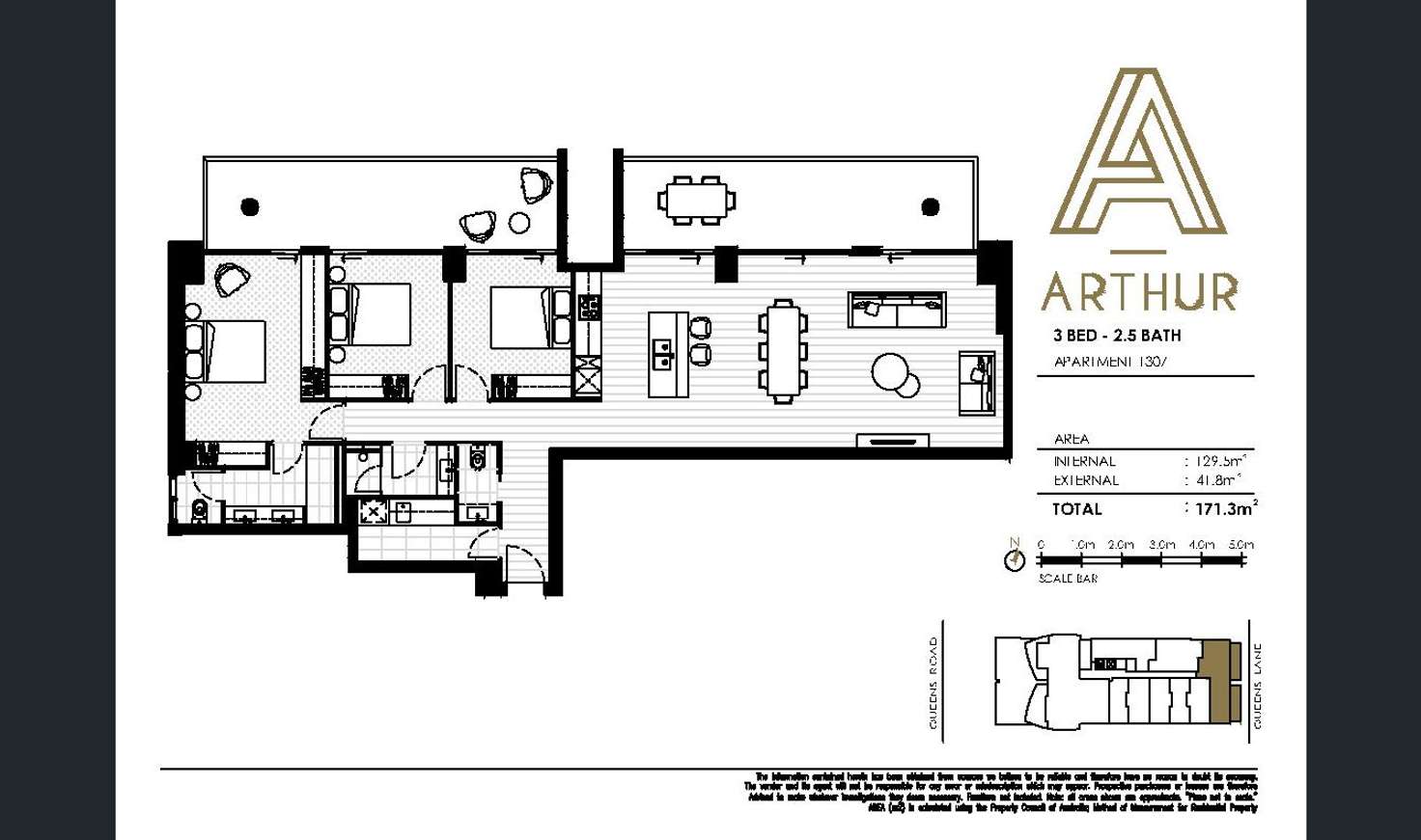 Floorplan of Homely apartment listing, 1307/14 Queens Road, Melbourne VIC 3004