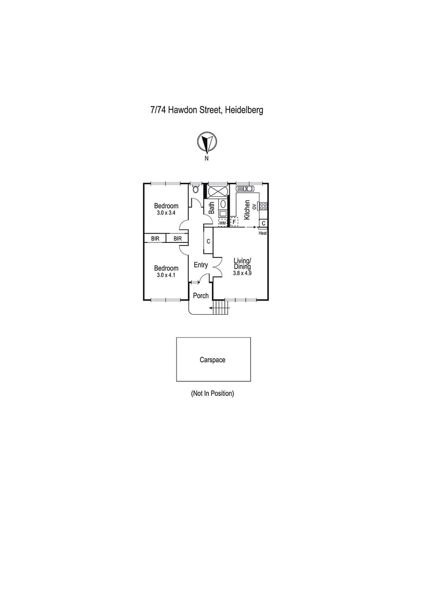 Floorplan of Homely unit listing, 7/74 Hawdon Street, Heidelberg VIC 3084