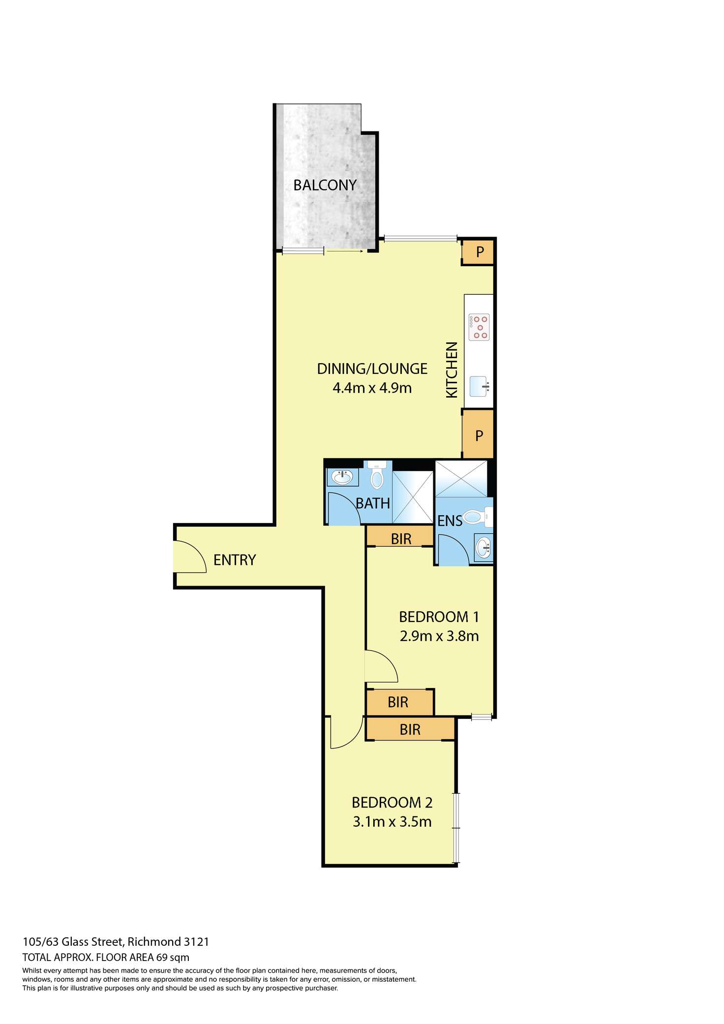 Floorplan of Homely apartment listing, 105/63 Glass Street, Richmond VIC 3121