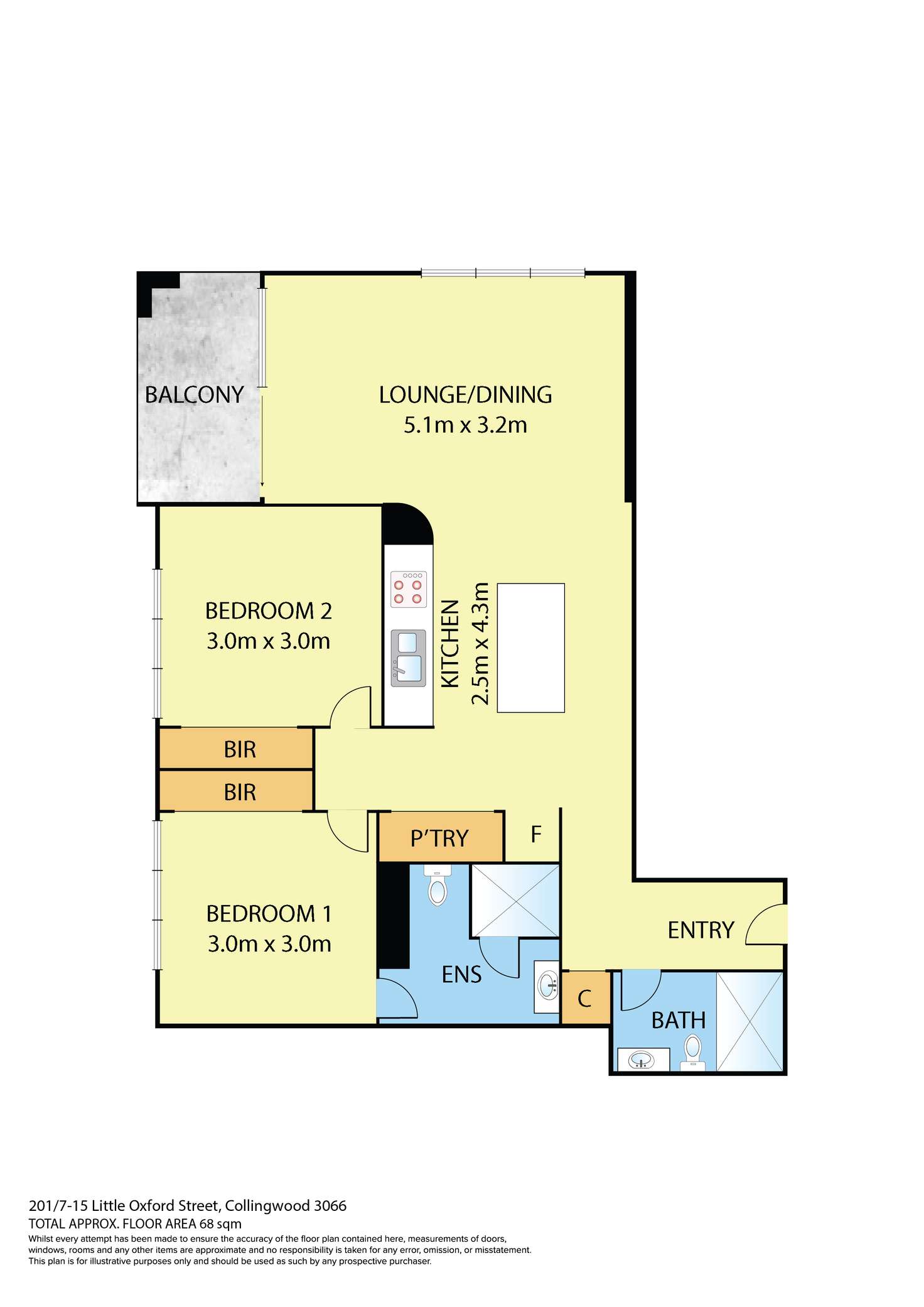 Floorplan of Homely apartment listing, 201/7-15 Little Oxford Street, Collingwood VIC 3066