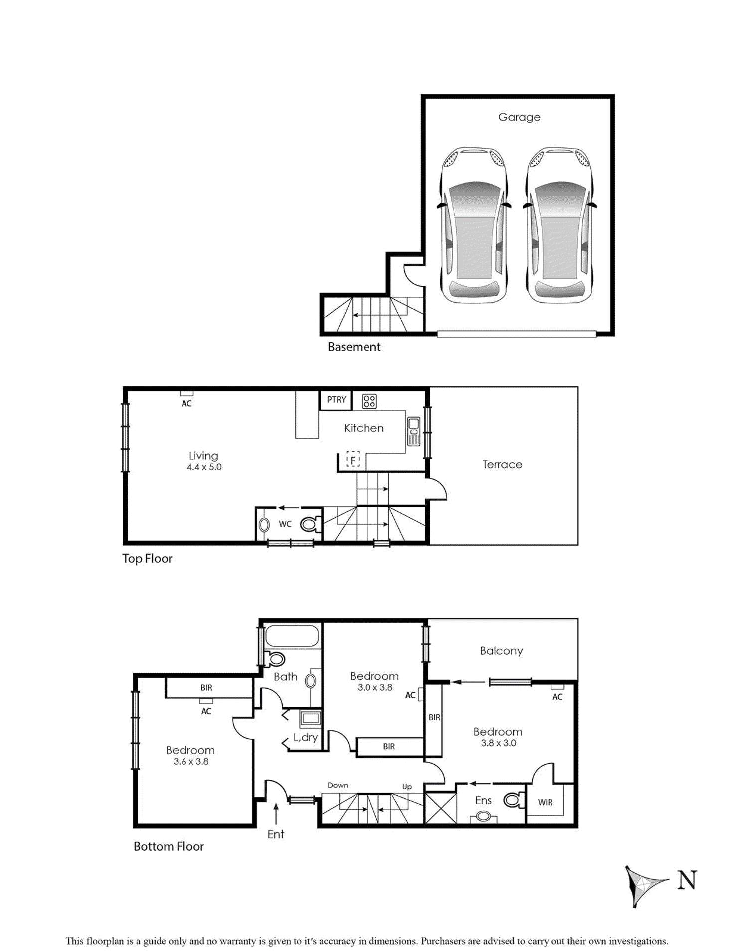 Floorplan of Homely townhouse listing, 1/93 Highett Road, Hampton VIC 3188