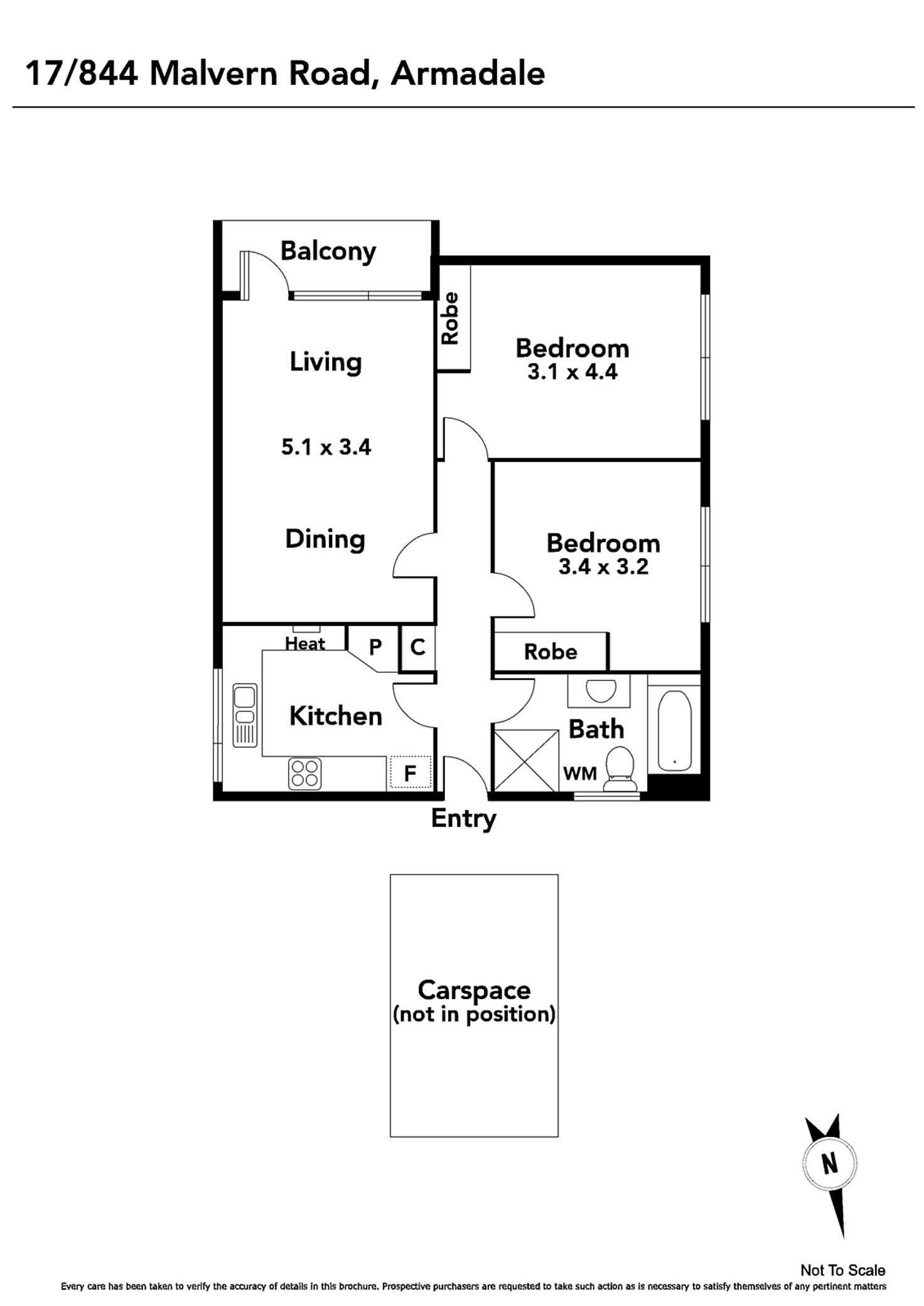 Floorplan of Homely apartment listing, 17/844 Malvern Road, Armadale VIC 3143