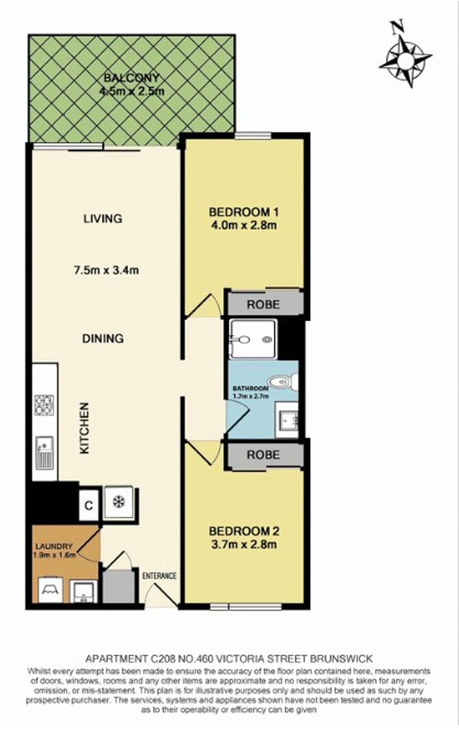 Floorplan of Homely apartment listing, C208/460 Victoria Street, Brunswick VIC 3056