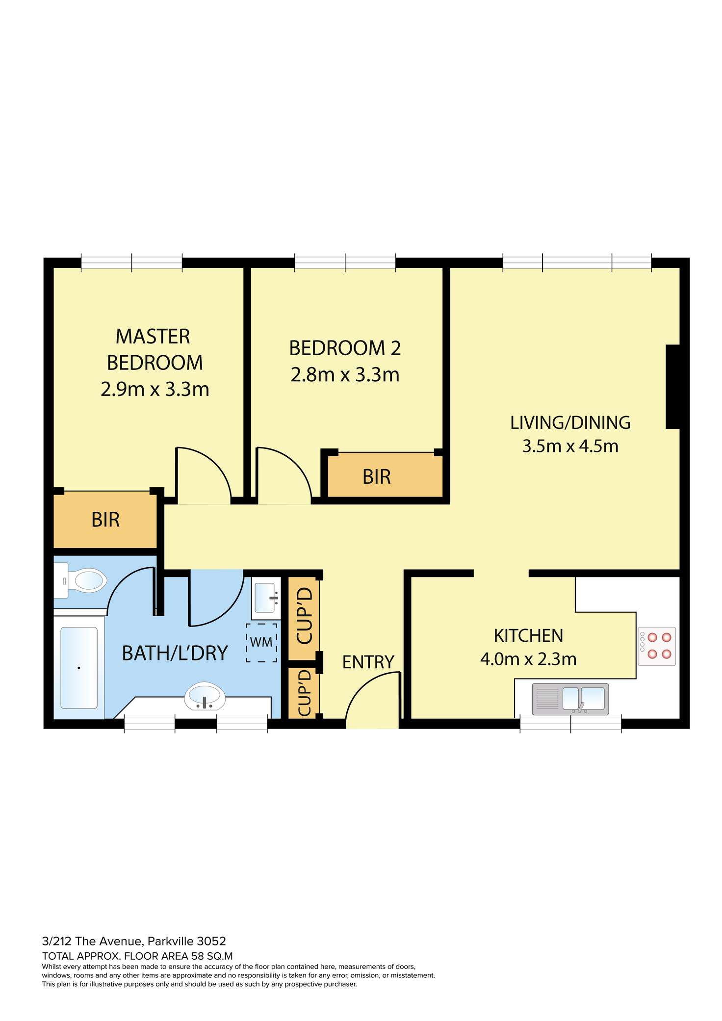 Floorplan of Homely apartment listing, 3/212 The Avenue, Parkville VIC 3052