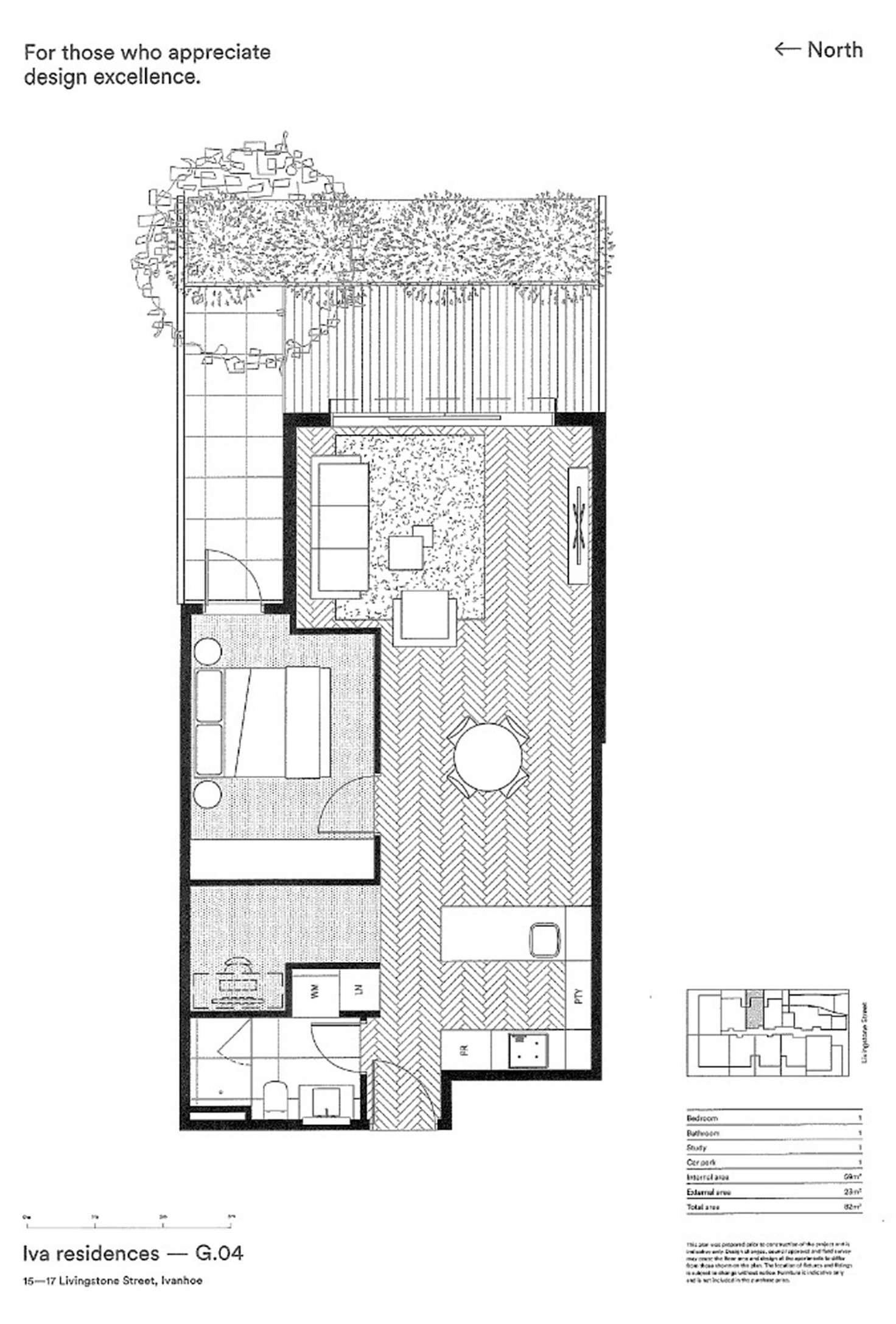 Floorplan of Homely apartment listing, G04/15-17 Livingstone Street, Ivanhoe VIC 3079