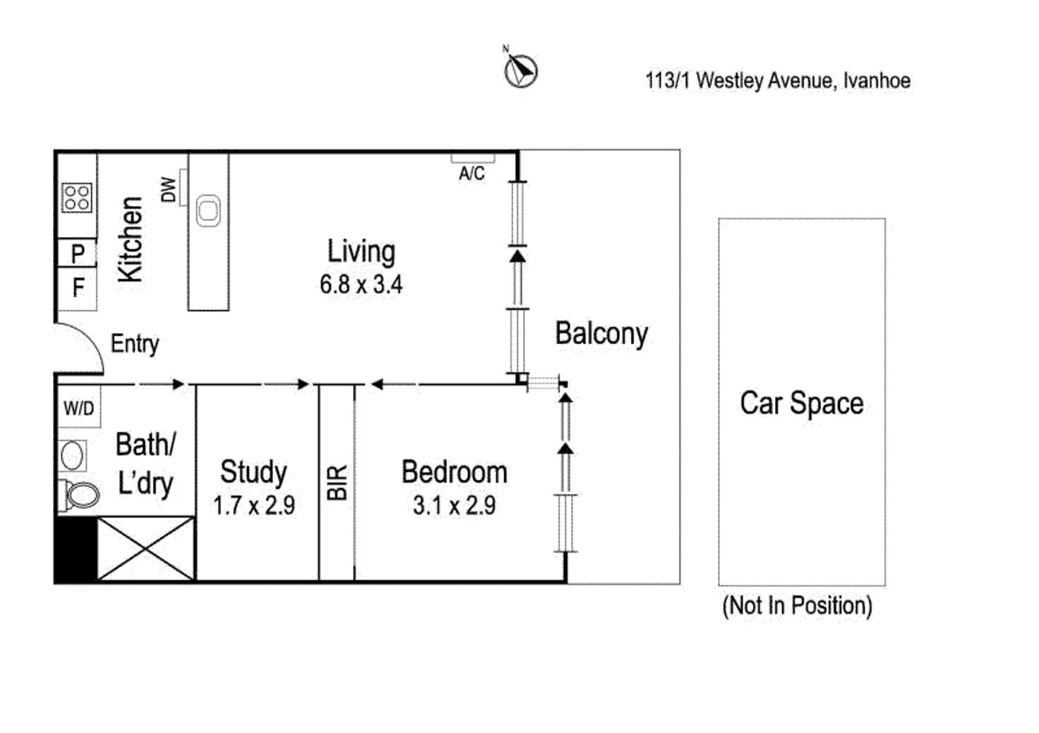 Floorplan of Homely apartment listing, 113/1 Westley Avenue, Ivanhoe VIC 3079