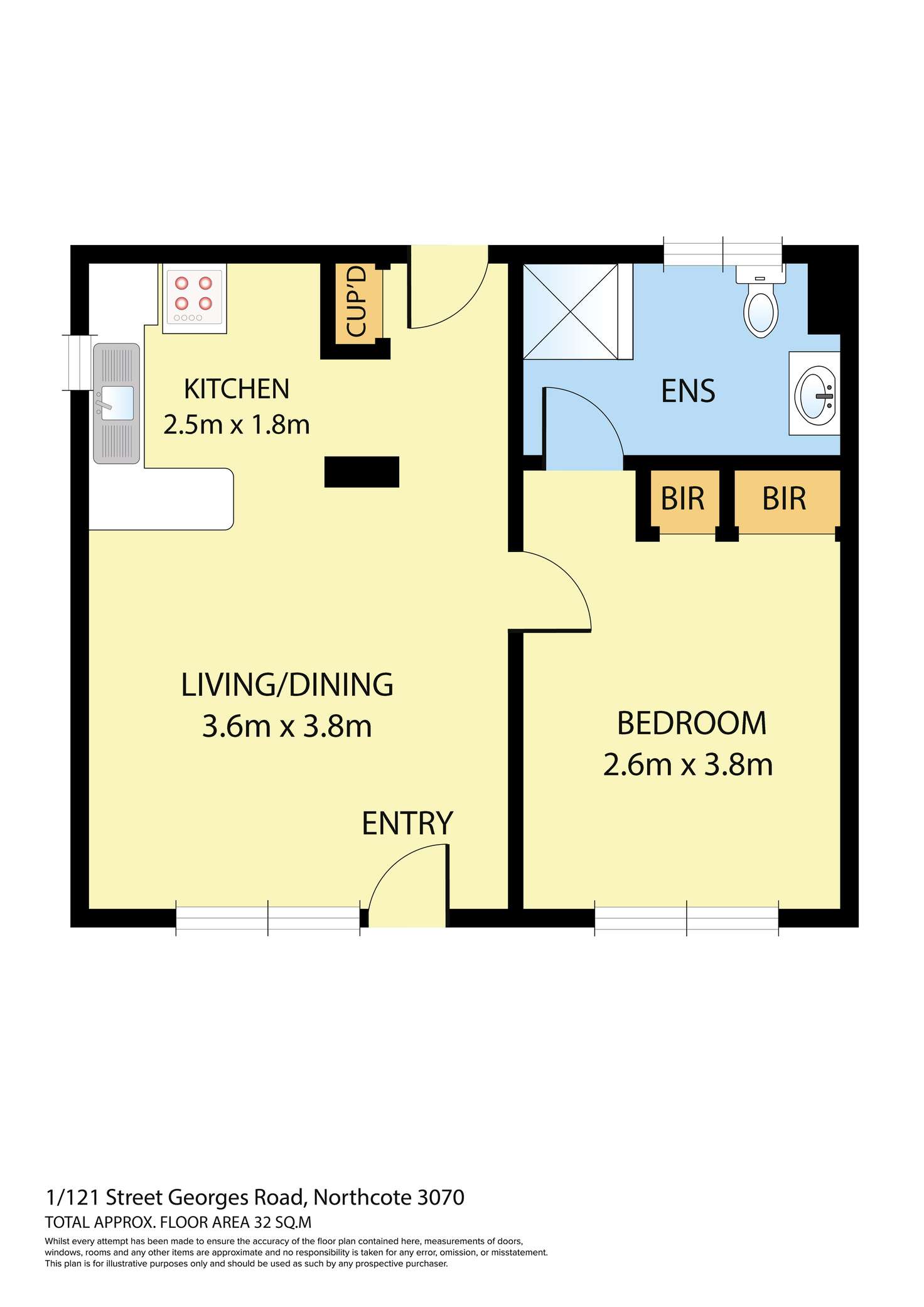 Floorplan of Homely apartment listing, 1/121 St Georges Road, Northcote VIC 3070