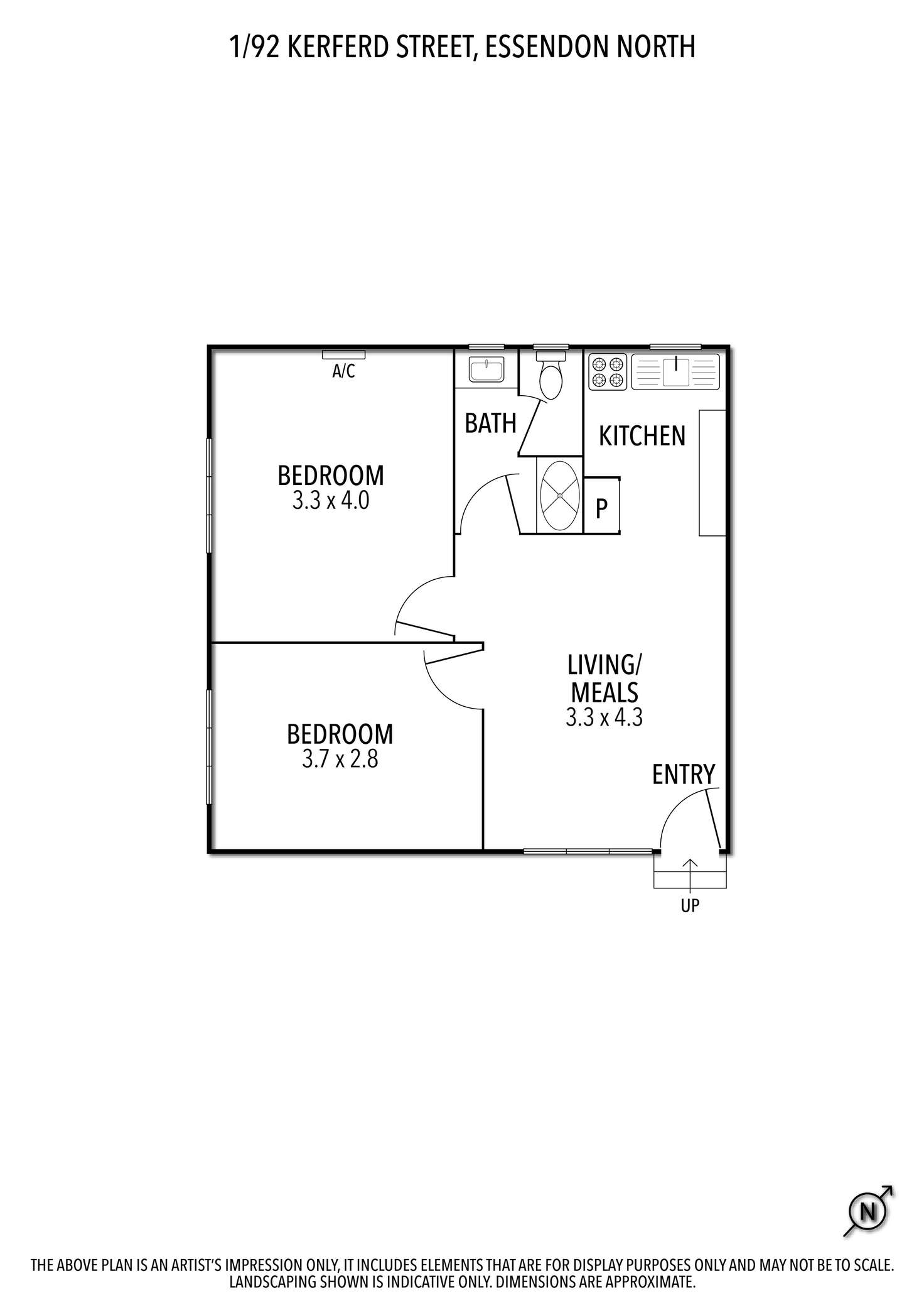 Floorplan of Homely unit listing, 1/92 Kerferd Street, Essendon North VIC 3041