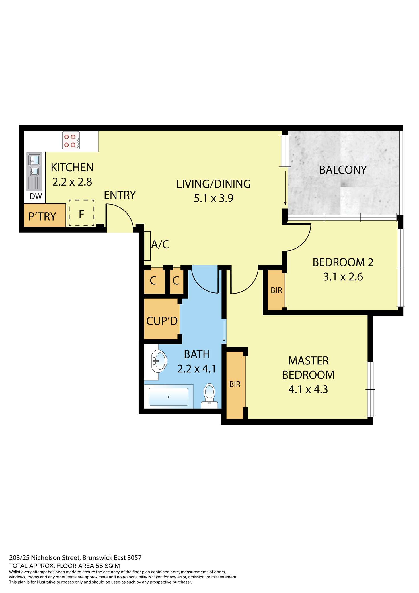 Floorplan of Homely apartment listing, 203/25-37 Nicholson Street, Brunswick East VIC 3057