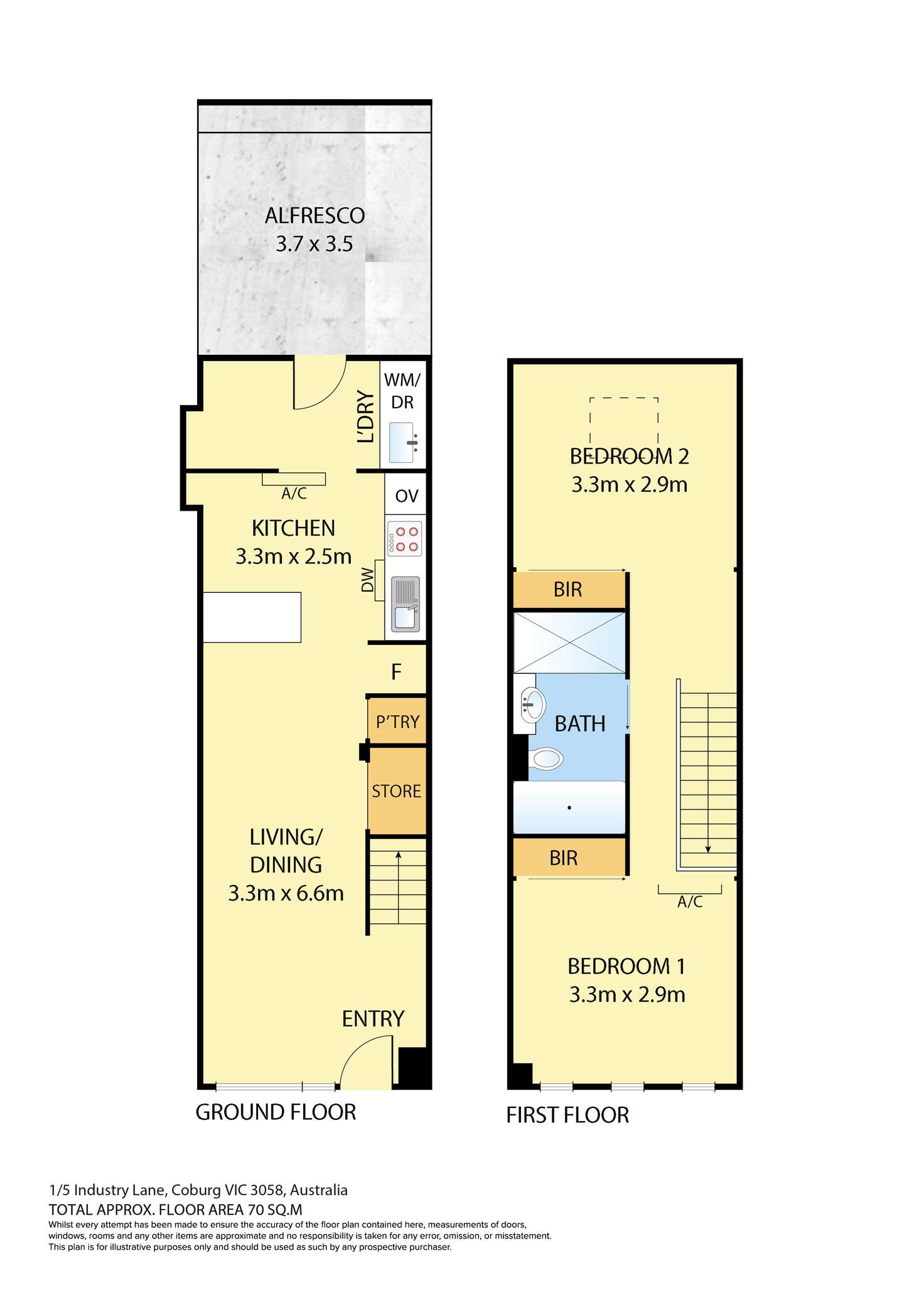 Floorplan of Homely townhouse listing, 1/5 Industry Lane, Coburg VIC 3058