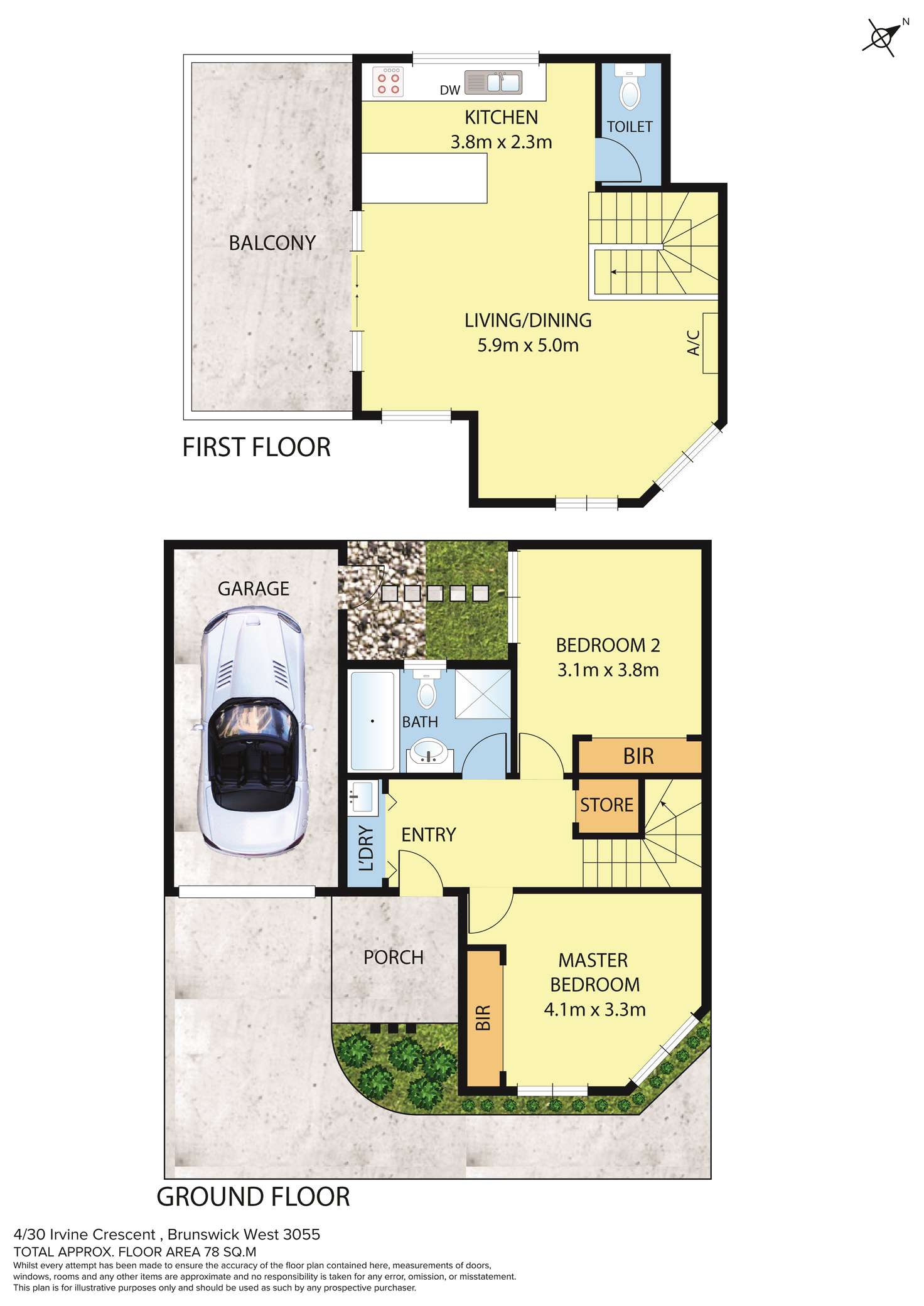 Floorplan of Homely townhouse listing, 4/30 Irvine Crescent, Brunswick West VIC 3055