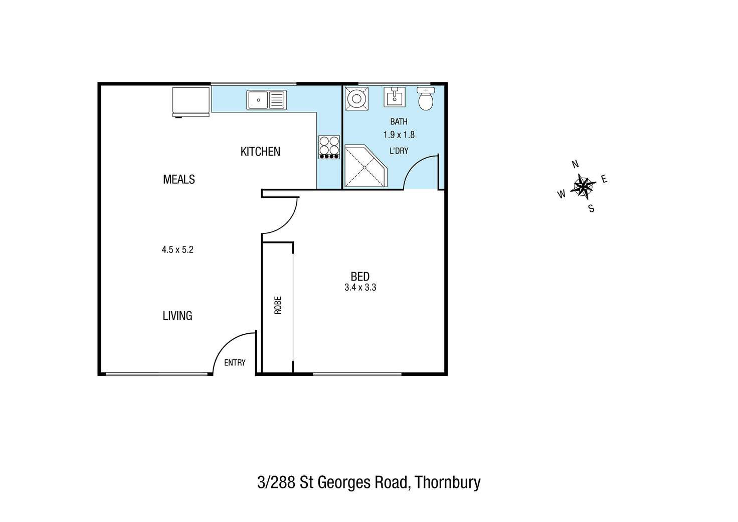 Floorplan of Homely apartment listing, 3/288 St Georges Road, Thornbury VIC 3071
