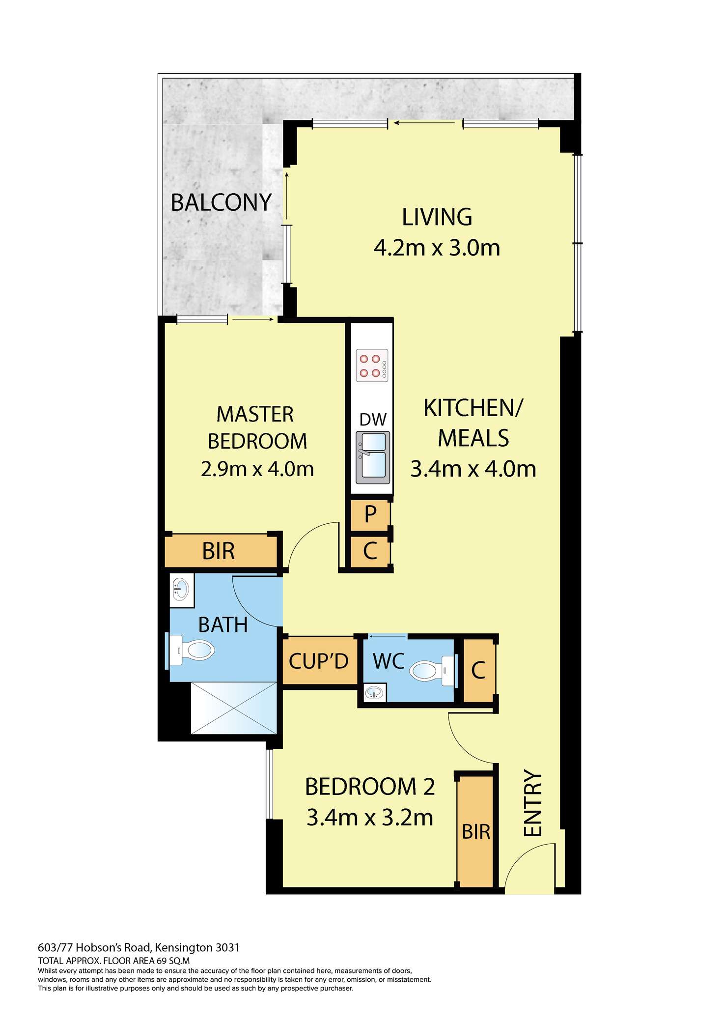 Floorplan of Homely apartment listing, 603/77 Hobsons Road, Kensington VIC 3031