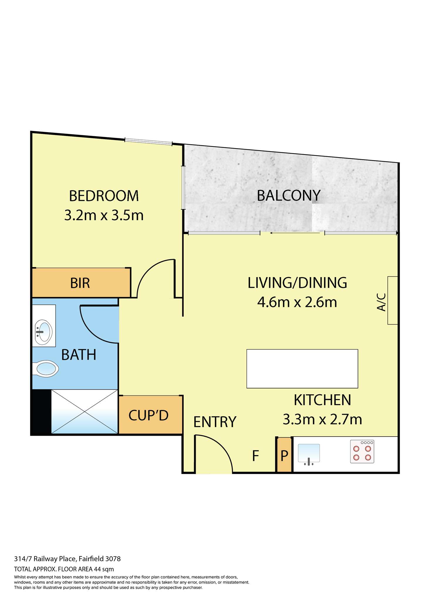 Floorplan of Homely apartment listing, 314/44 Gillies Street, Fairfield VIC 3078