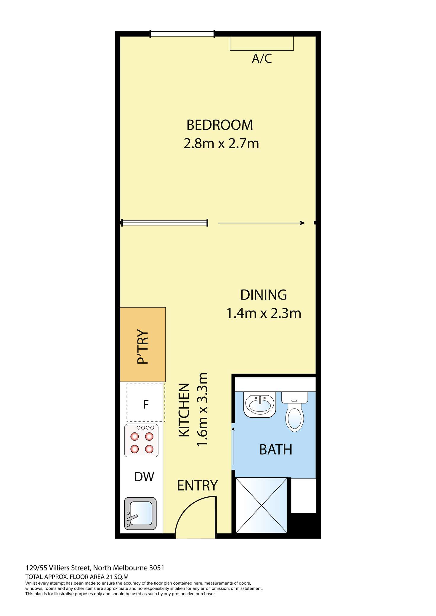 Floorplan of Homely apartment listing, 129/55 Villiers Street, North Melbourne VIC 3051