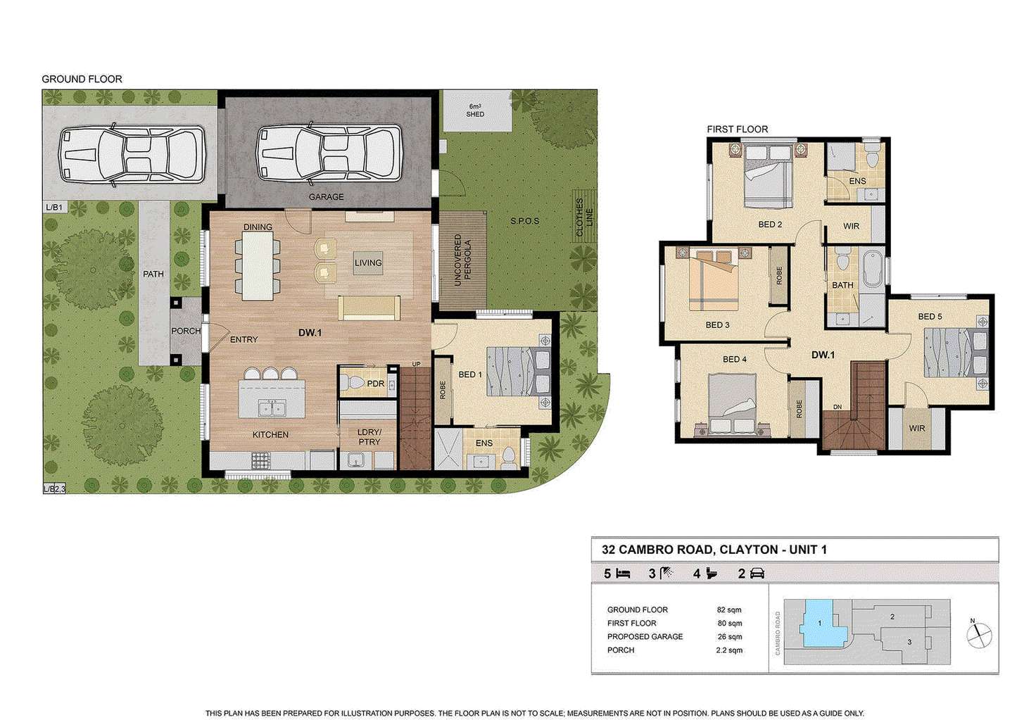 Floorplan of Homely townhouse listing, 1 & 2/32 Cambro Road, Clayton VIC 3168