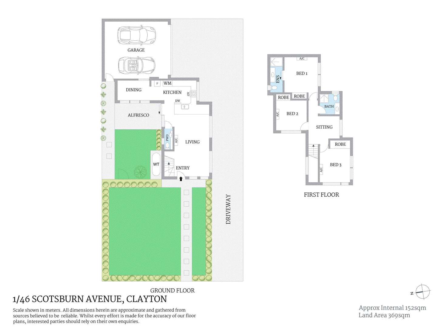 Floorplan of Homely townhouse listing, 1/46 Scotsburn Avenue, Clayton VIC 3168