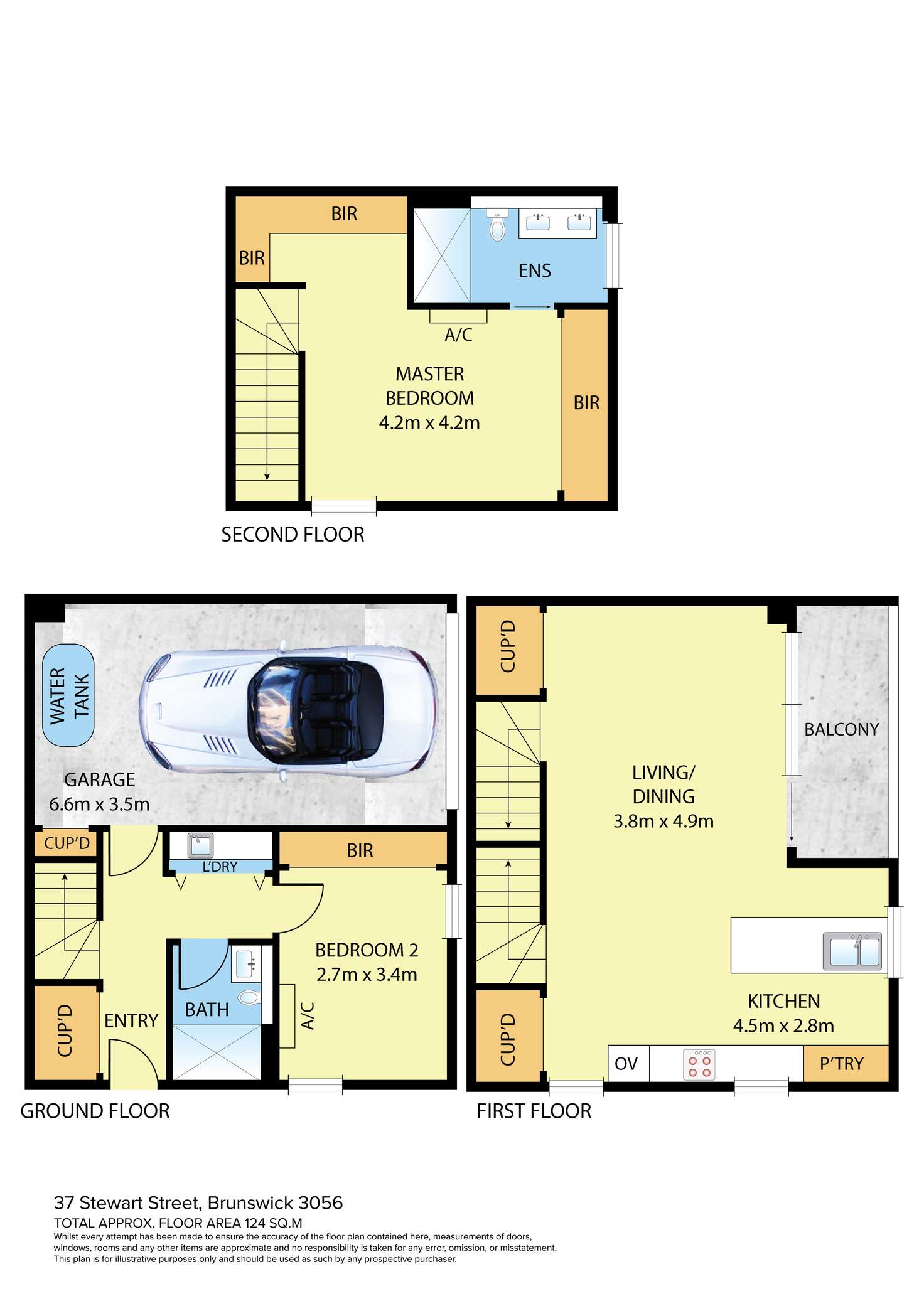 Floorplan of Homely townhouse listing, 37A Stewart Street, Brunswick VIC 3056