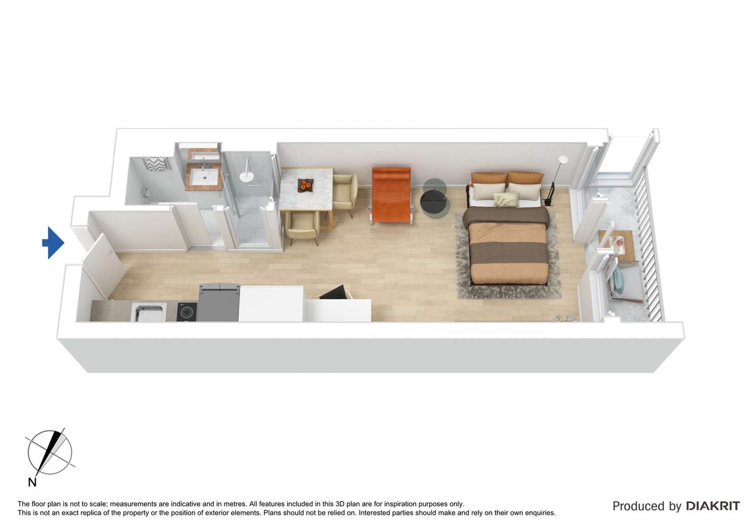 Floorplan of Homely studio listing, 2511/181 ABeckett Street, Melbourne VIC 3000