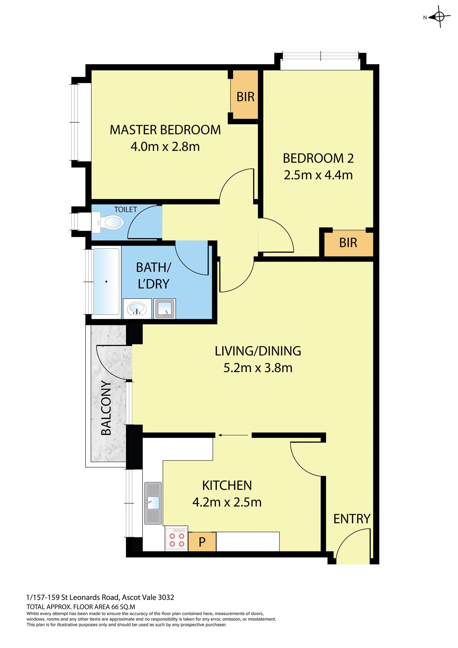 Floorplan of Homely apartment listing, 1/157-159 St Leonards Road, Ascot Vale VIC 3032
