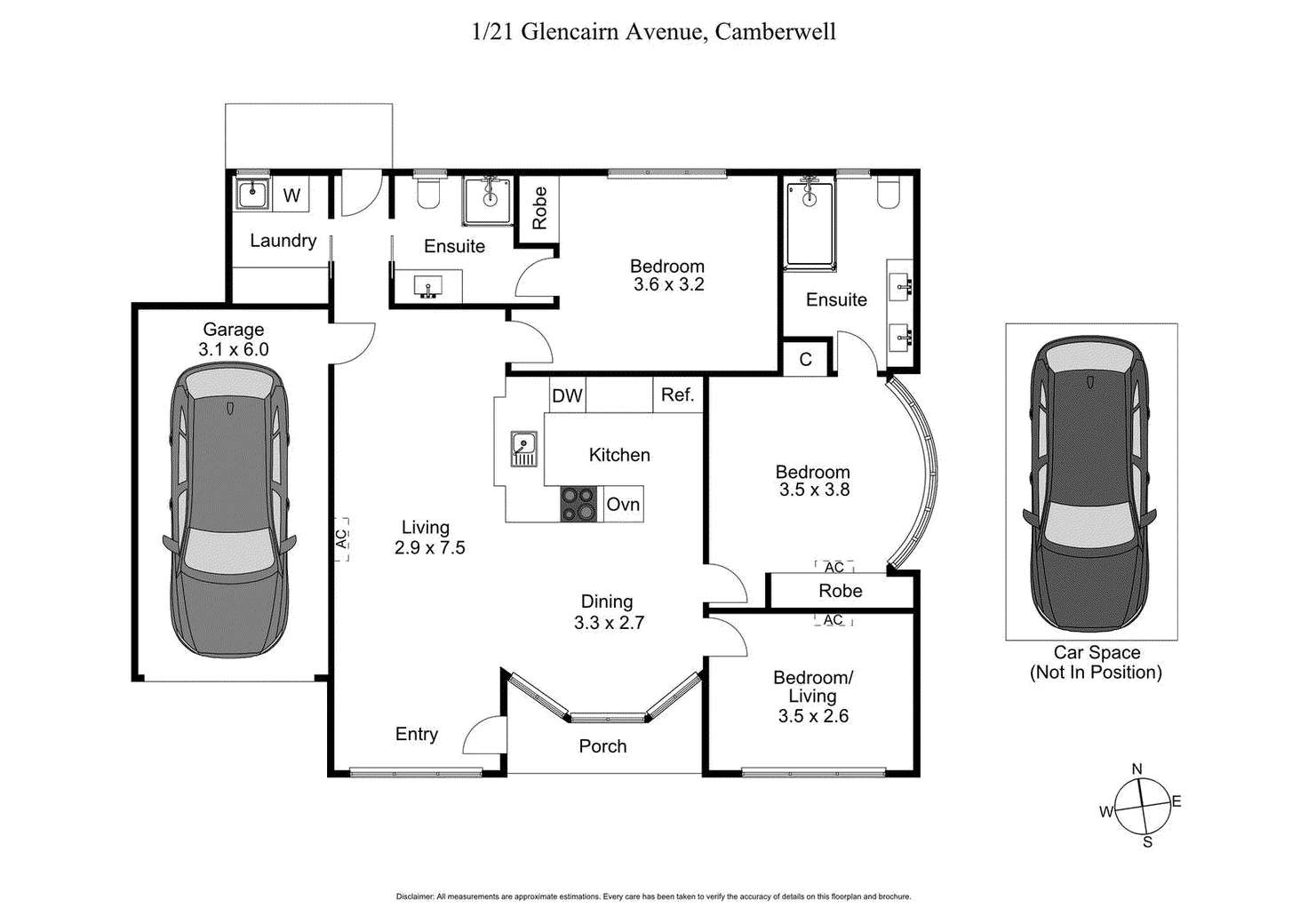 Floorplan of Homely unit listing, 1/21 Glencairn Avenue, Camberwell VIC 3124