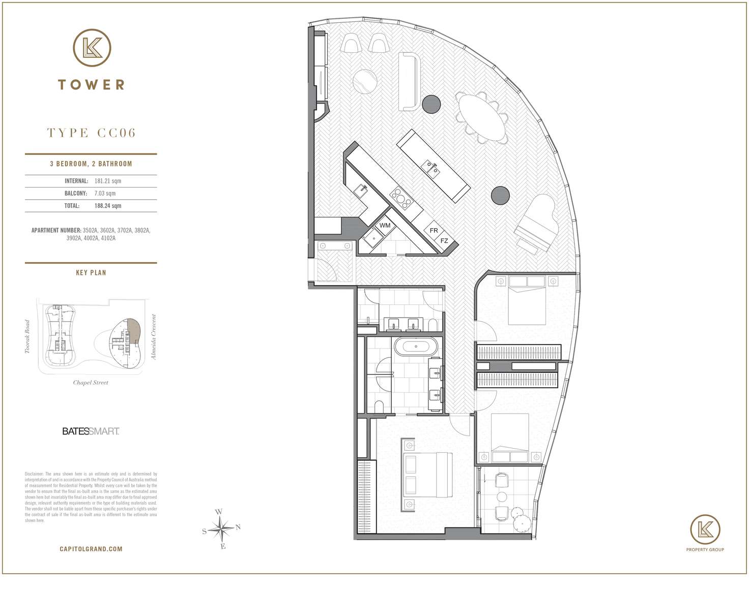 Floorplan of Homely apartment listing, 3502/1 Almeida Crescent, South Yarra VIC 3141