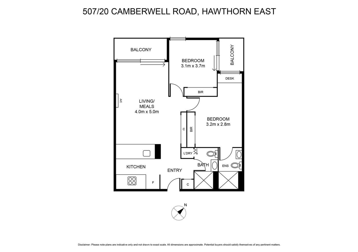 Floorplan of Homely apartment listing, 507/20 Camberwell Road, Hawthorn East VIC 3123