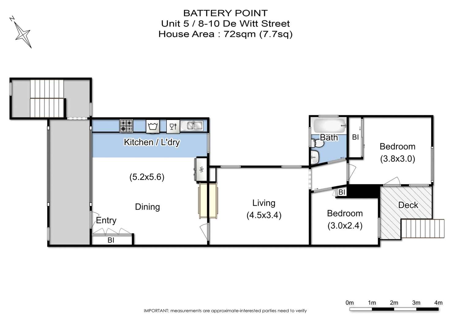 Floorplan of Homely apartment listing, 5/10 De Witt Street, Battery Point TAS 7004