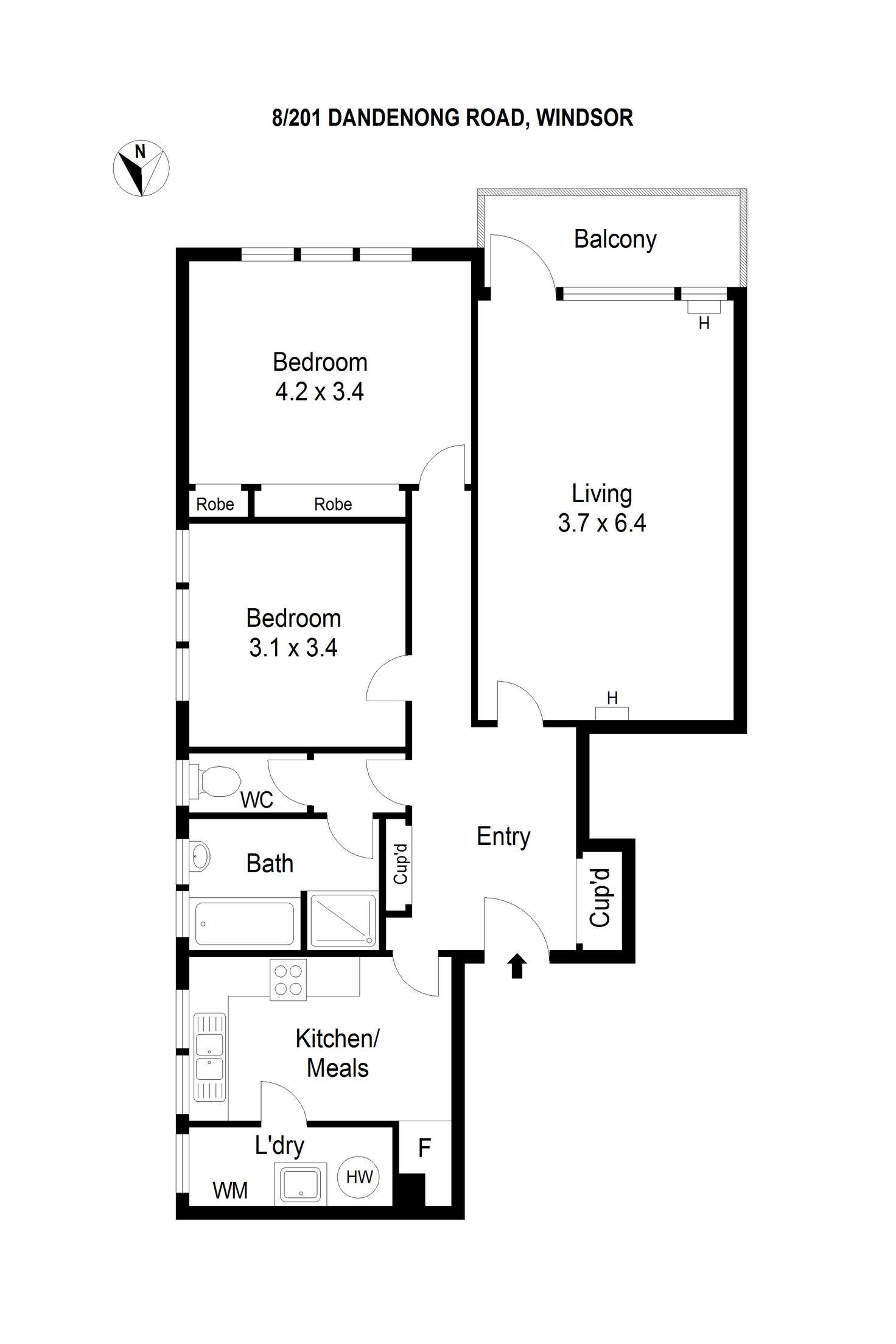 Floorplan of Homely apartment listing, 8/201 Dandenong Road, Windsor VIC 3181