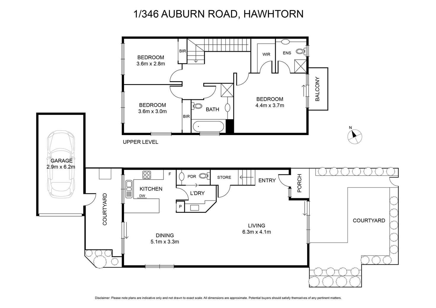 Floorplan of Homely townhouse listing, 1/346 Auburn Road, Hawthorn VIC 3122