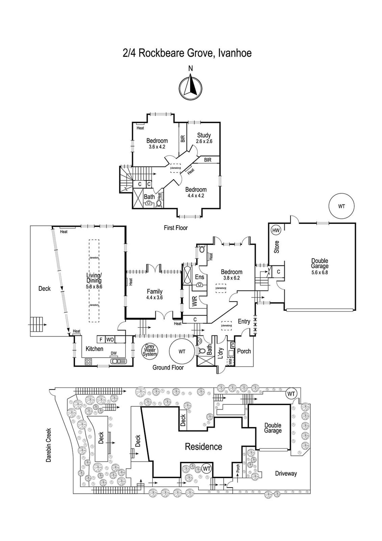 Floorplan of Homely townhouse listing, 2/4 Rockbeare Grove, Ivanhoe VIC 3079