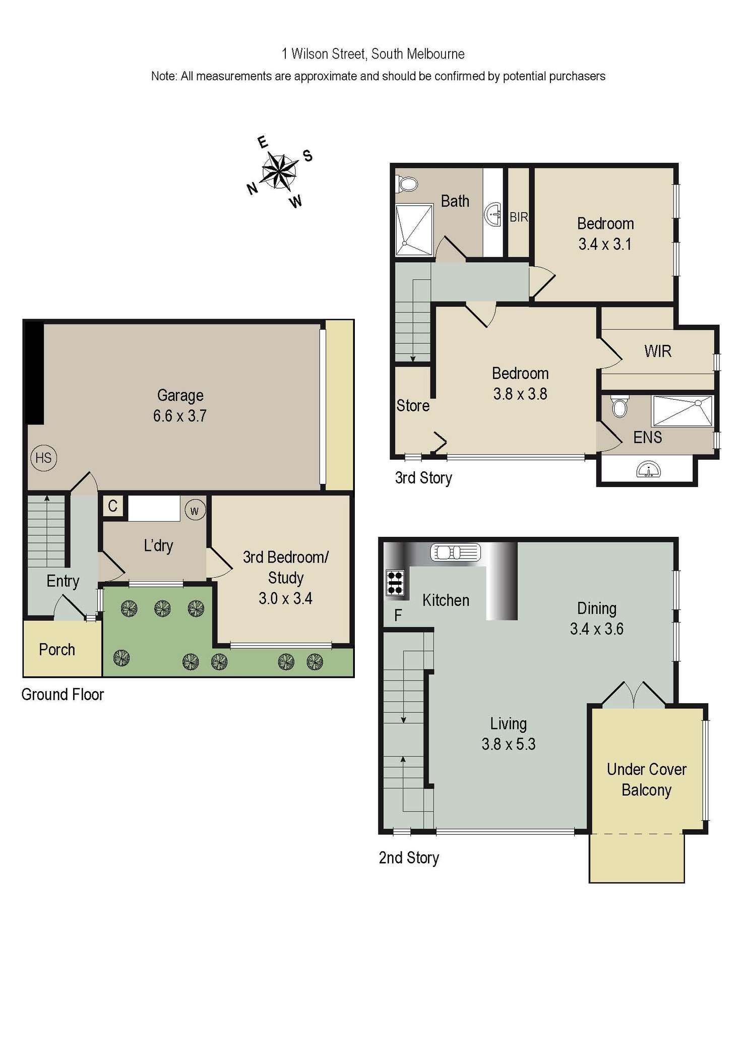 Floorplan of Homely townhouse listing, 1 Wilson Street, South Melbourne VIC 3205