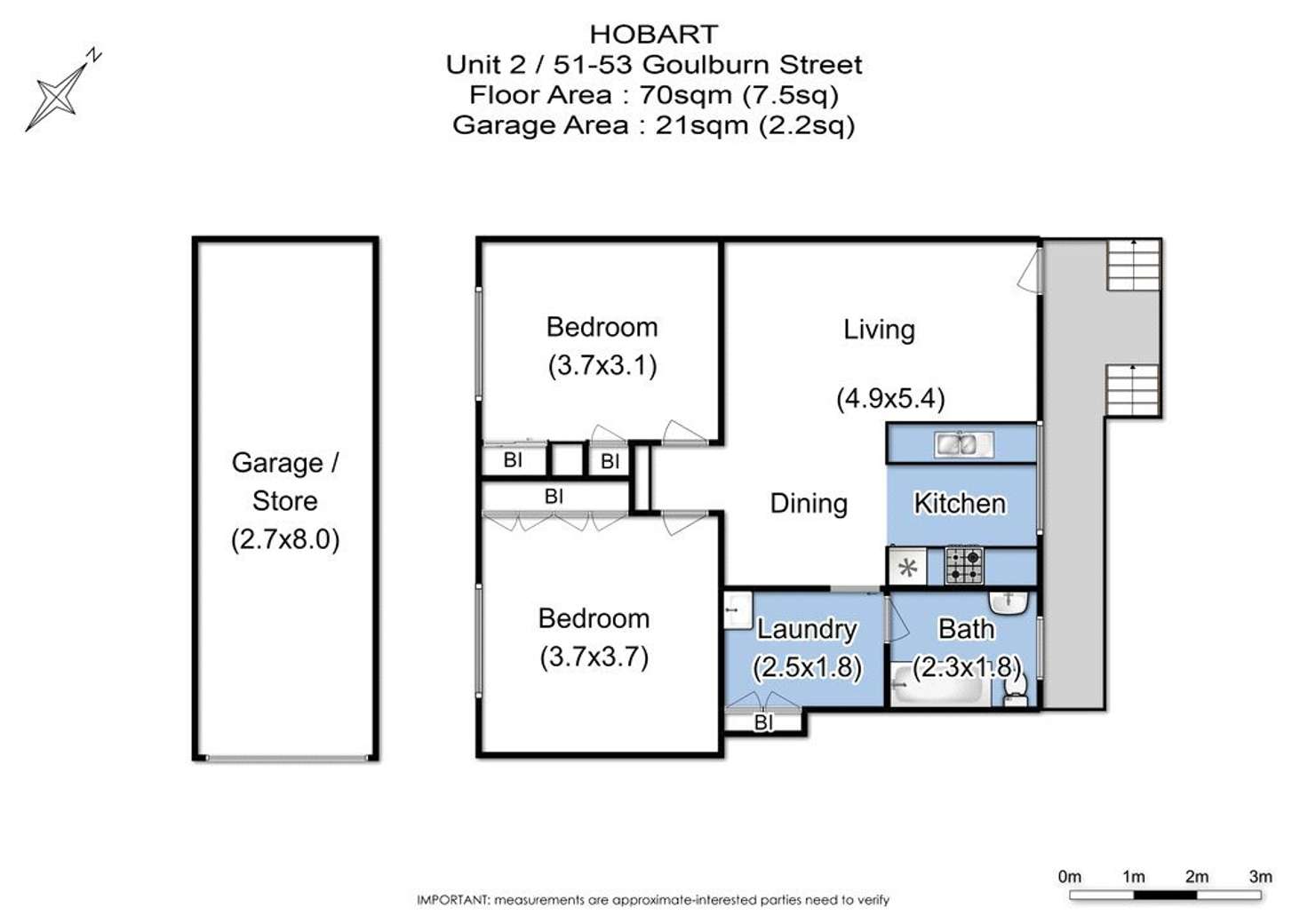 Floorplan of Homely apartment listing, 2/51-53 Goulburn Street, Hobart TAS 7000