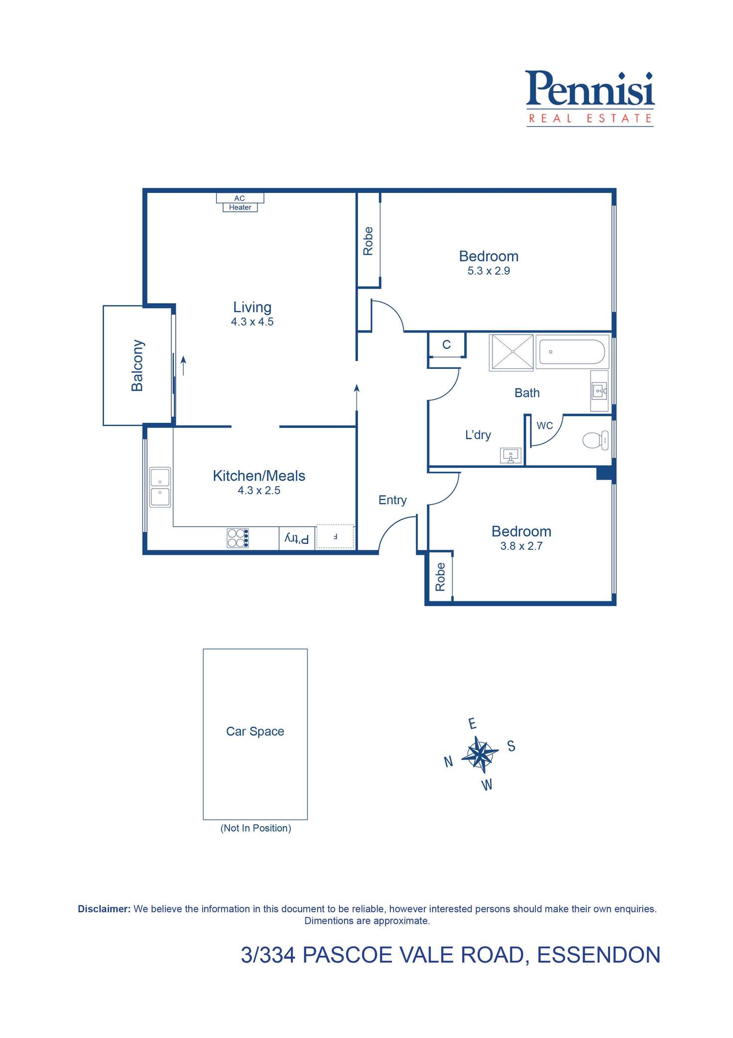 Floorplan of Homely unit listing, 3/334 Pascoe Vale Road, Essendon VIC 3040