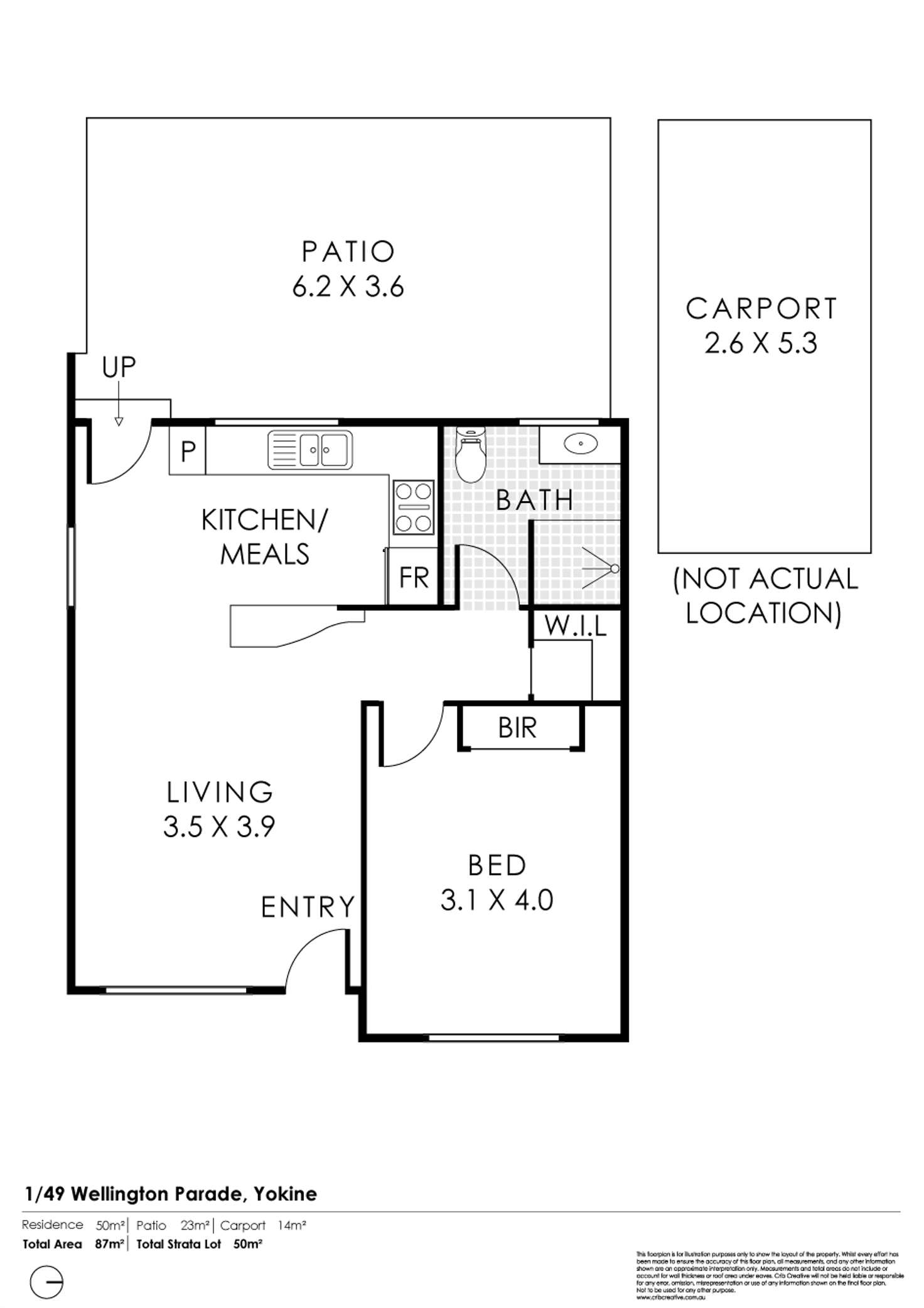 Floorplan of Homely villa listing, 1/49 Wellington Parade, Yokine WA 6060